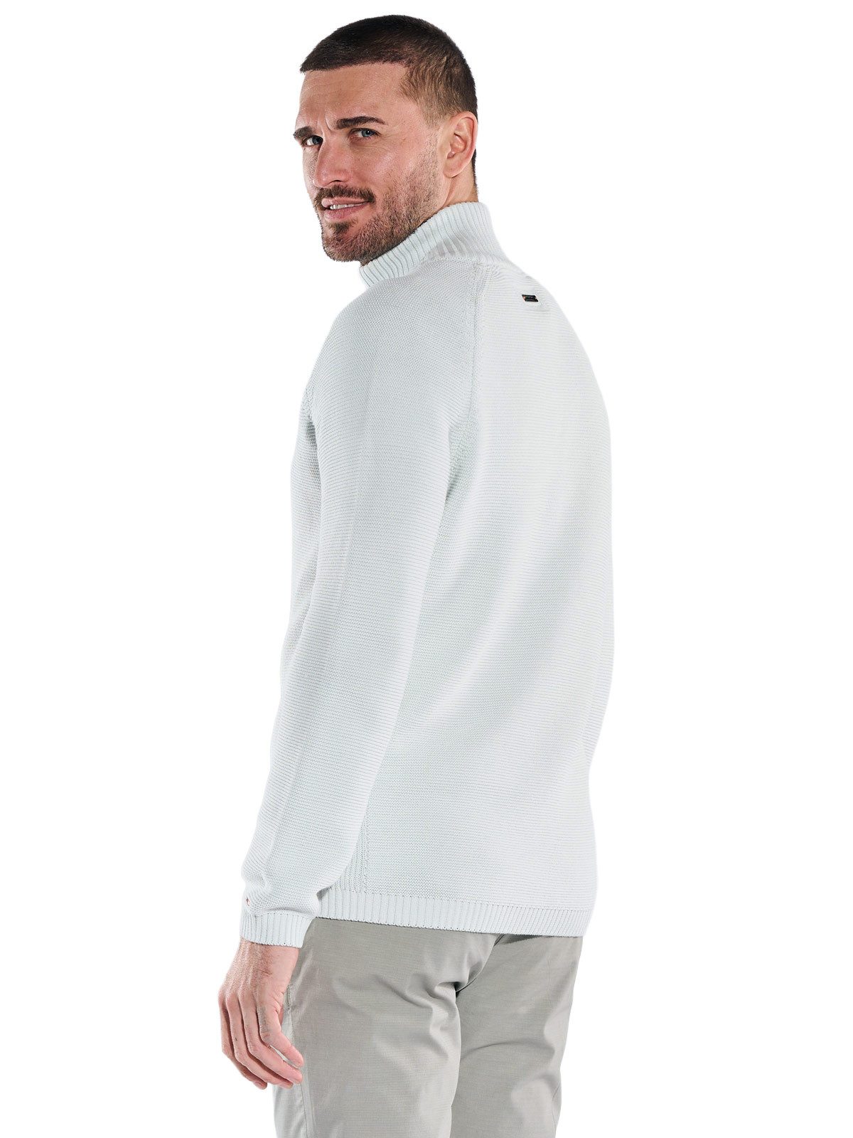 emilio adani Stehkragenpullover Herren Stehkragen-Pullover mit Reißverschluss, Hellgrau