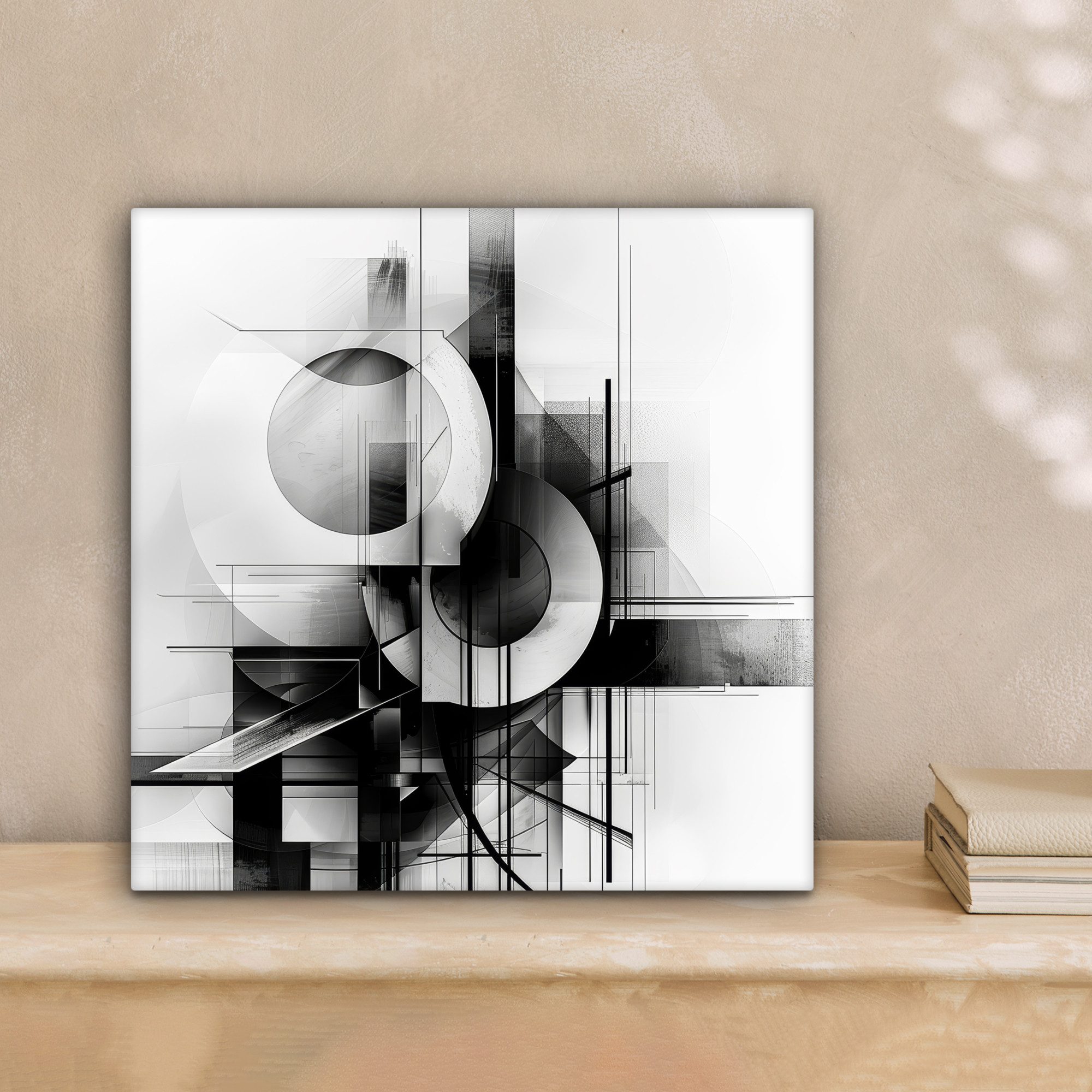 OneMillionCanvasses® Leinwandbild Abstrakt - Kunst - Modern - Schwarz und weiß, Fotodruck (1 St), Wandbild, Deko Schlafzimmer Wohnzimmer Flur 20x20 cm
