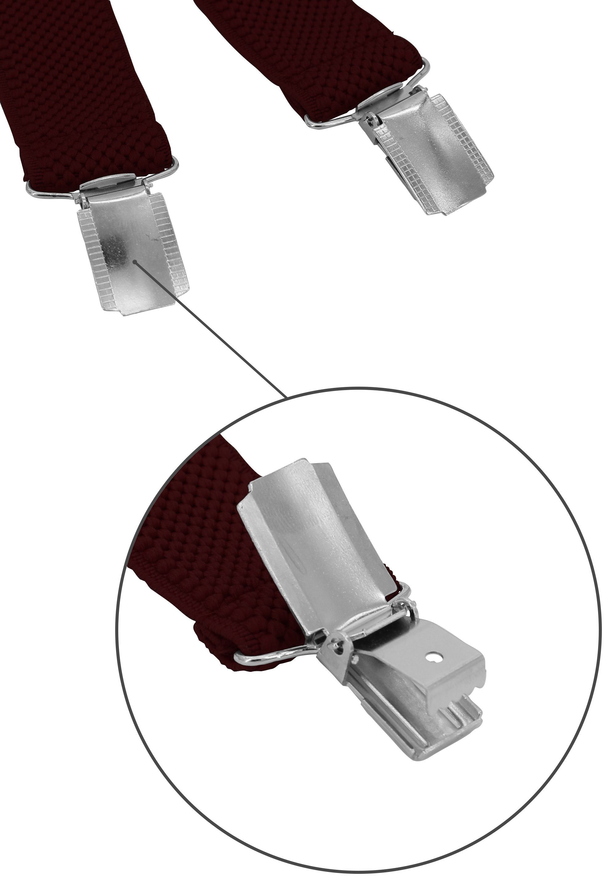 Fabio Farini Hosenträger Herren Hosenträger Pack 3cm X-Form mit passender Fliege Set Brombeere 3cm Hosenträger - Brombeer Gepunkteter Fliege