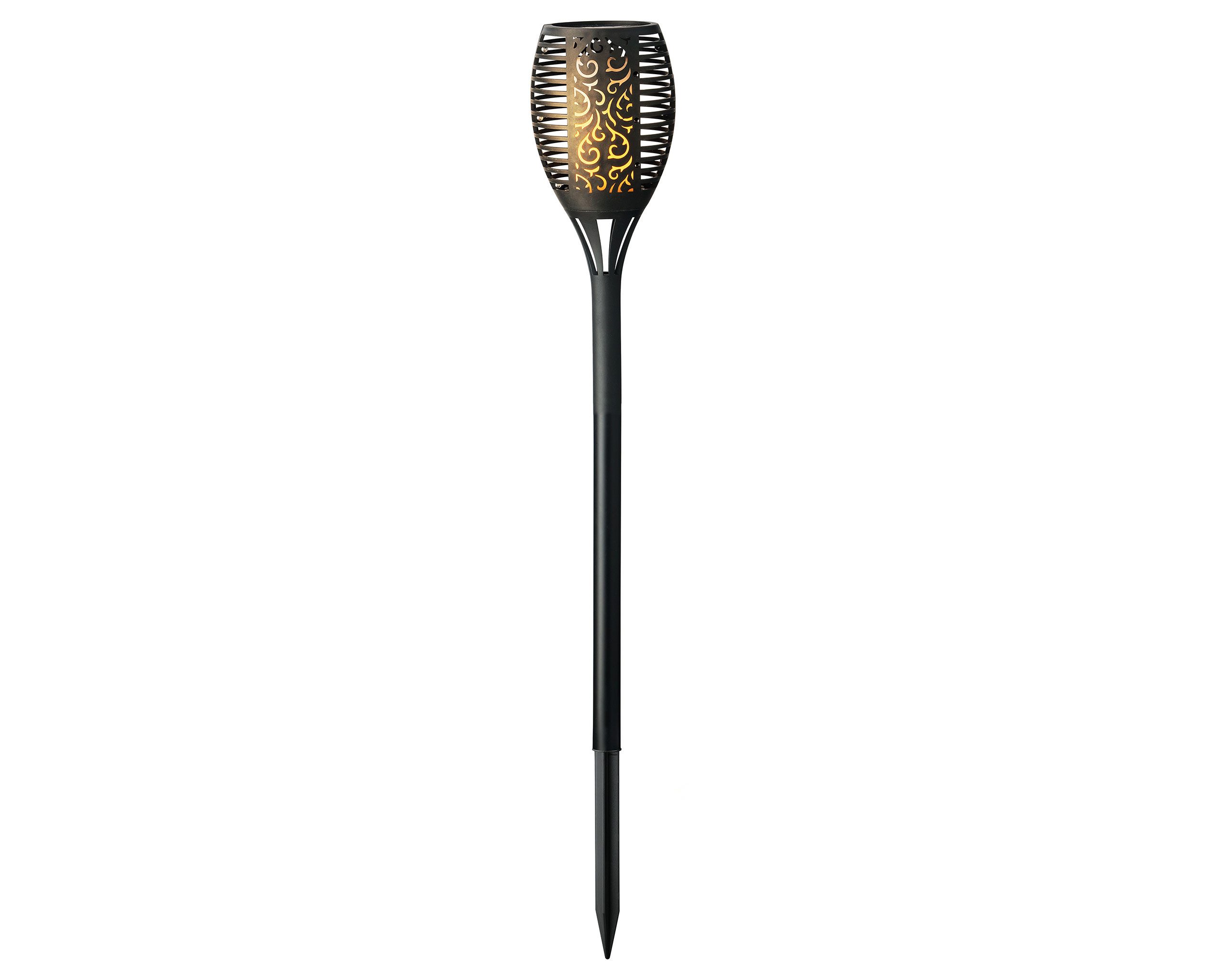 Lumineo LED Solarleuchte, Flacker Effekt, warmweiß, LED Solar Beleuchtung Fackel Flammeneffekt 61cm Kunststoff Warmweiß