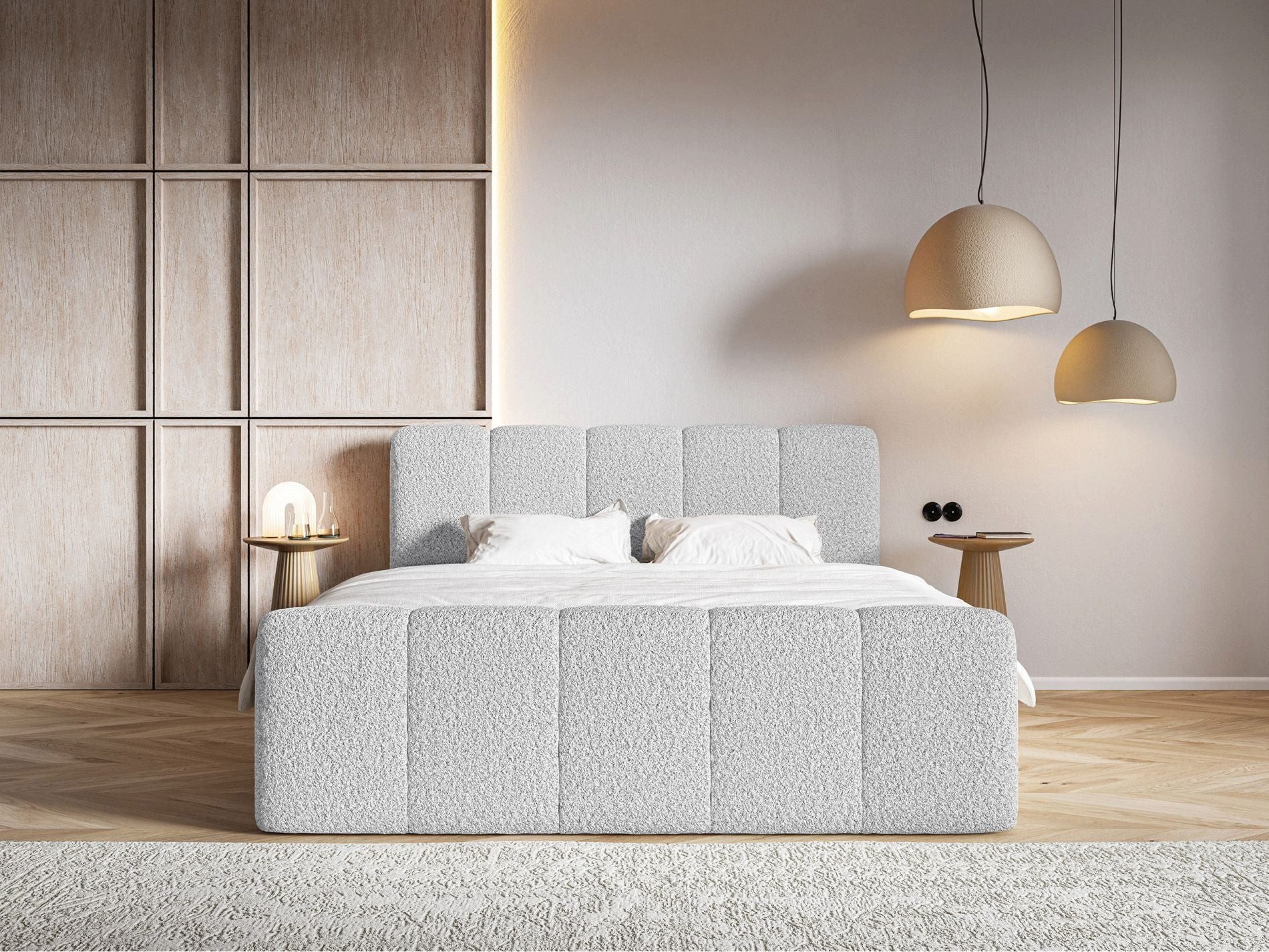 Selsey Boxbett CLOUDY II, Polsterbett mit Bettkasten, Matratze & Topper, Bouclé oder Chenille