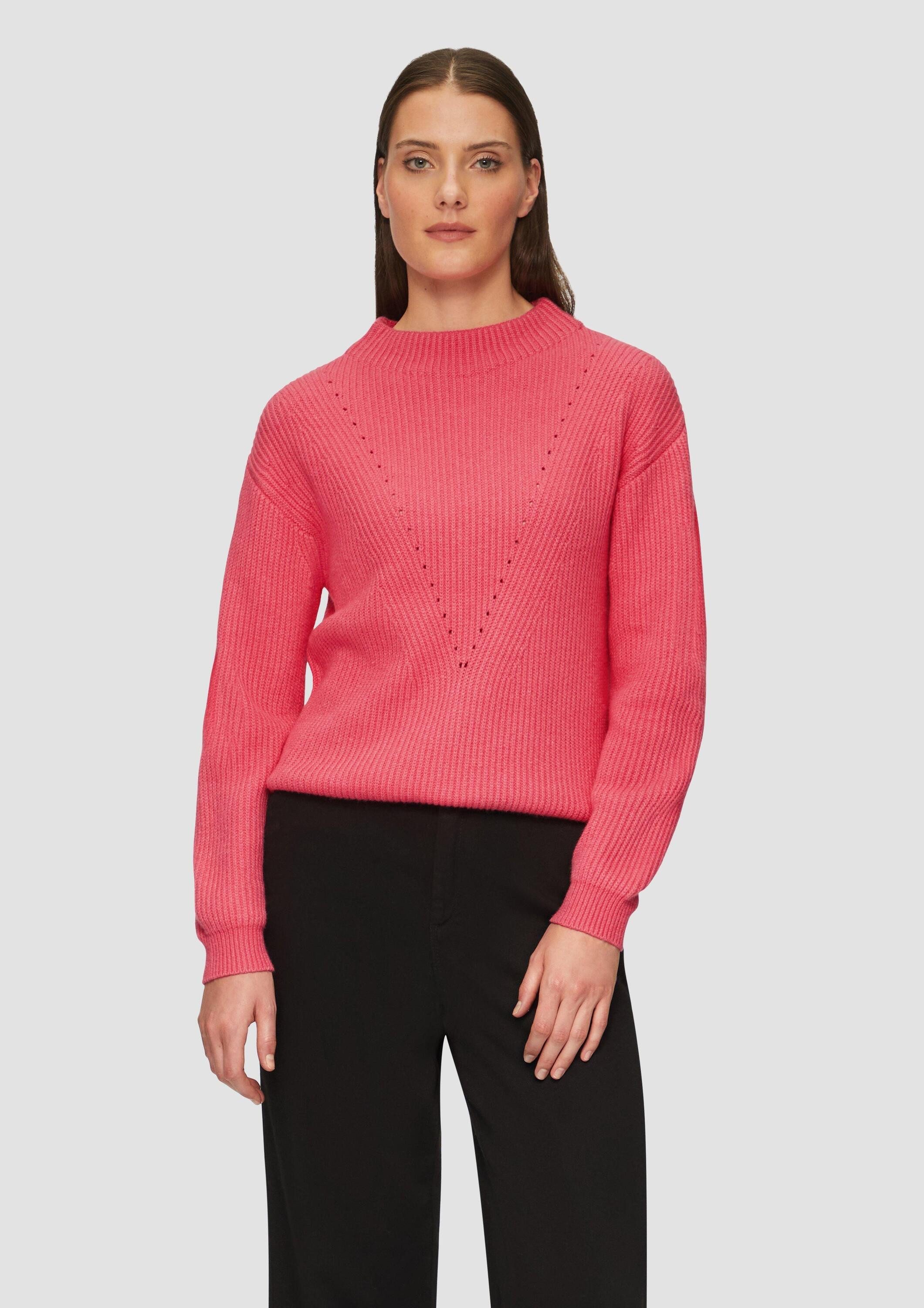 s.Oliver Longpullover Strickpullover Oversized-Strickpullover mit Ajour-Detail