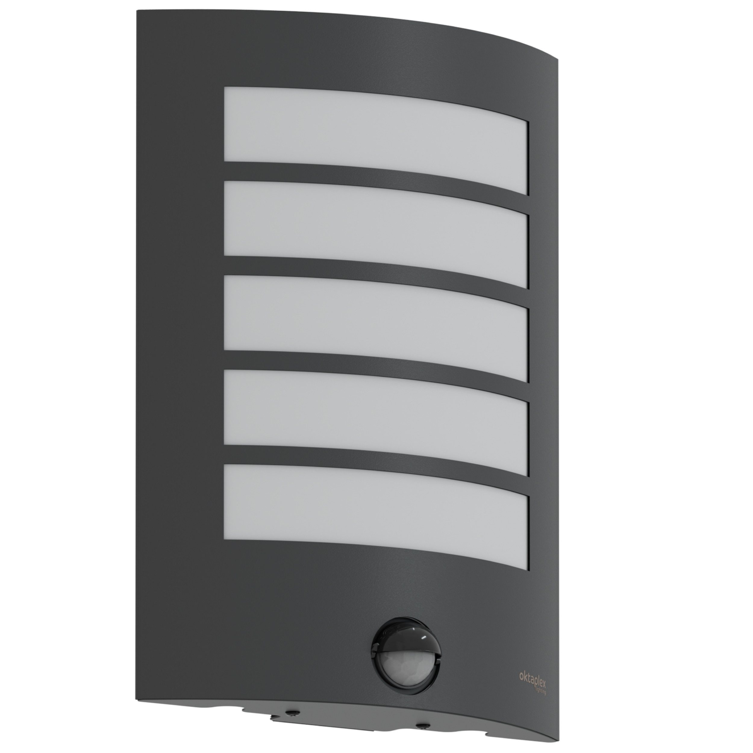 Oktaplex lighting Außen-Wandleuchte Alto E27 Außenlampe mit Bewegungsmelder 7m / 90 Grad, Bewegungsmelder; Timerfunktion, ohne Leuchtmittel, Außenleuchte IP44 Edelstahl Blende anthrazit