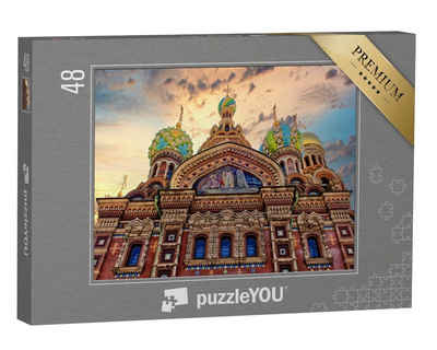 puzzleYOU Puzzle Kirche des Erlösers, St. Petersburg, Russland, 48 Puzzleteile, puzzleYOU-Kollektionen Auferstehungskirche St
