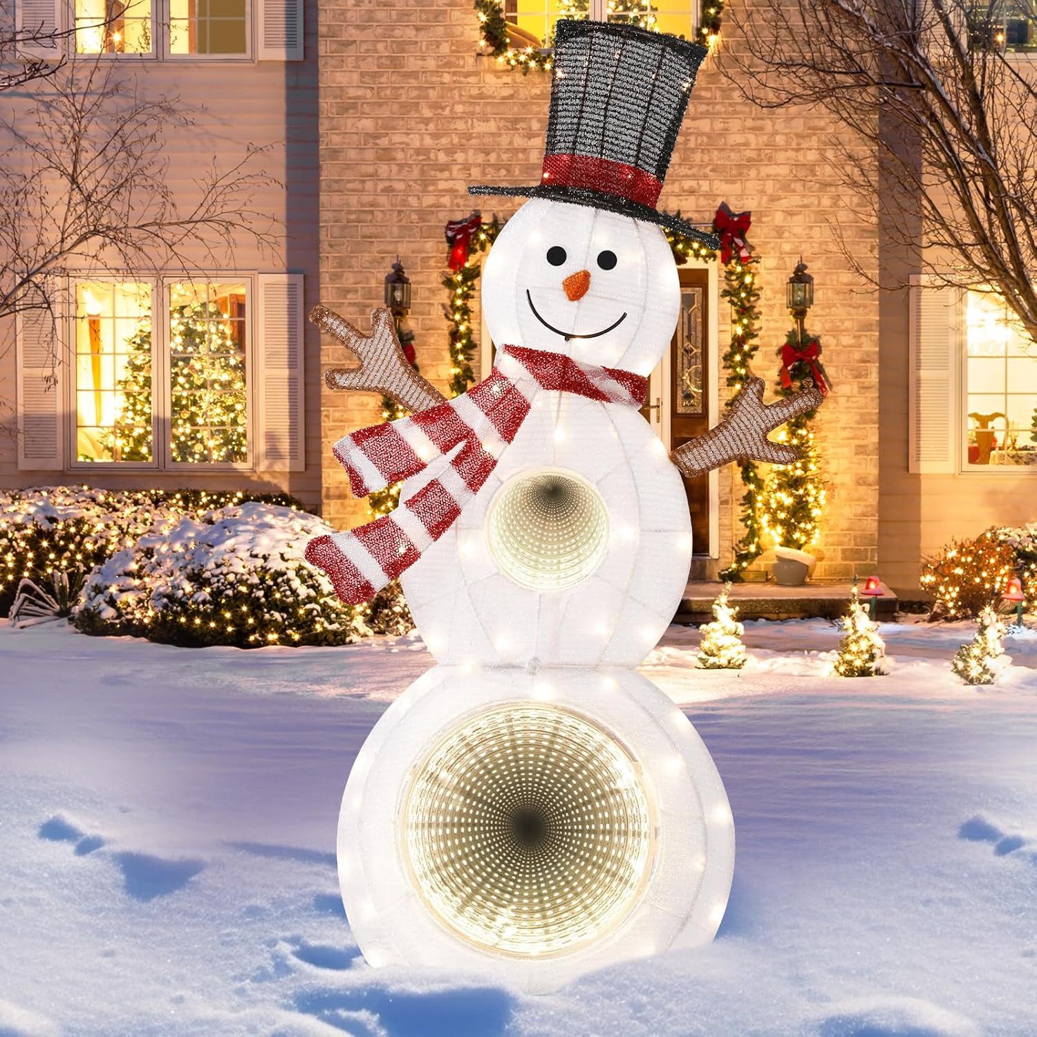 Schneemann Vertikale 91cm Schneemann mit Tunnel-Leuchte, LED Weihanchtsfigur