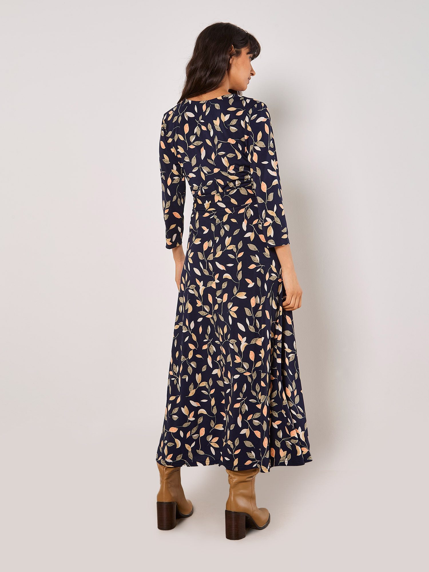 Apricot Druckkleid Midikleid mit Blattmuster, (2-tlg., günstig online kaufen