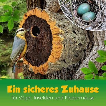 Kork-Deko.de Vogelhaus aus Korkrinde und Holz der Korkeiche - Ideal zum Aufhängen im Garten