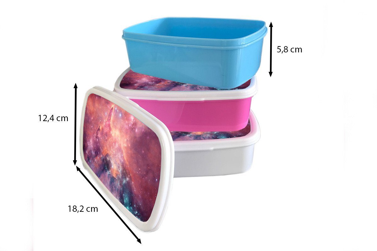MuchoWow Lunchbox Jungs Brotdose, - Erwachsene, und weiß Mädchen Weltraum Brotbox Sterne, Kunststoff, für Kinder für (2-tlg), und Orange 