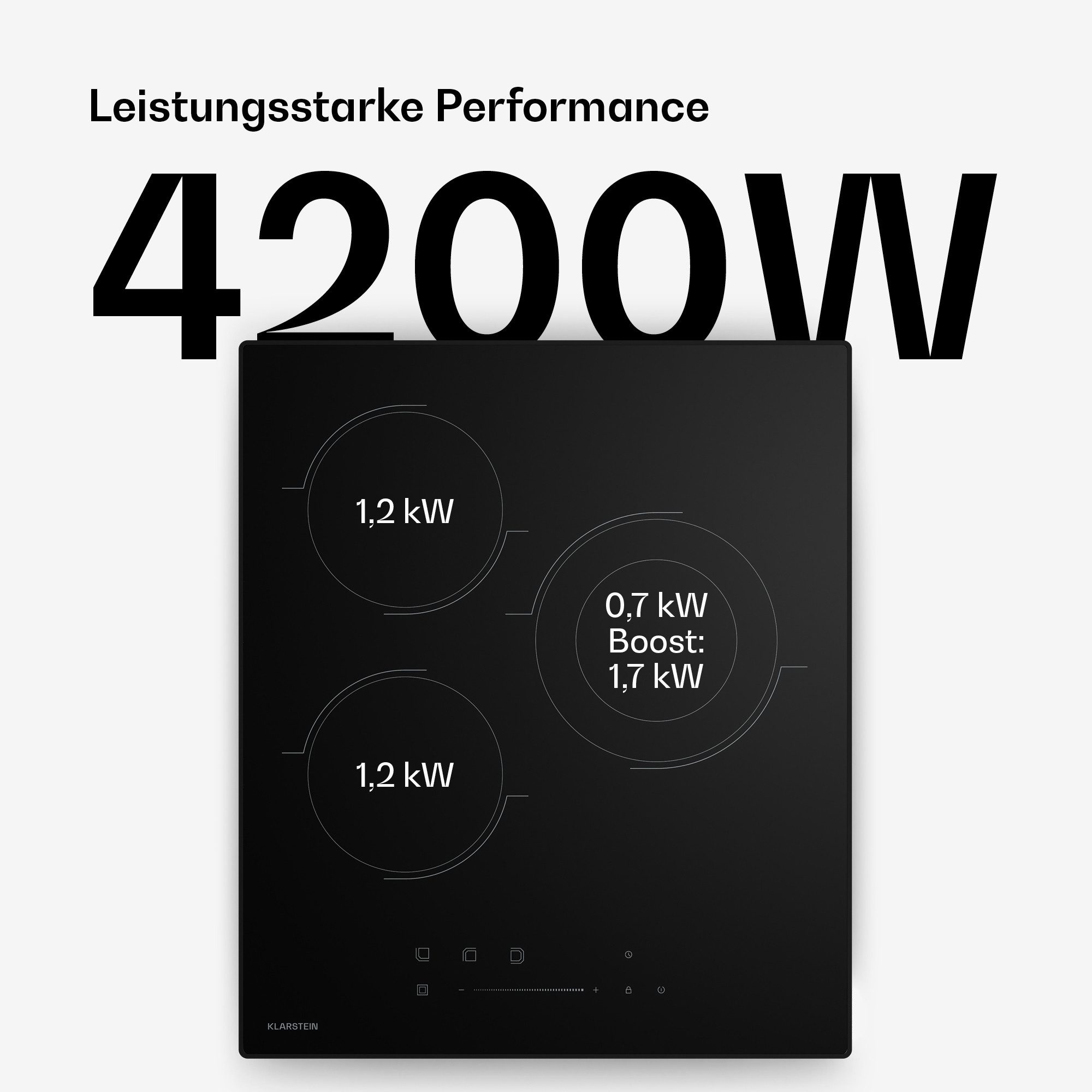 Klarstein Elektro-Kochfeld Velaire 10047442, Elektrische Kochfelder 3 Zonen Aluminium 4200 W Touch – Bild 4 von 5
