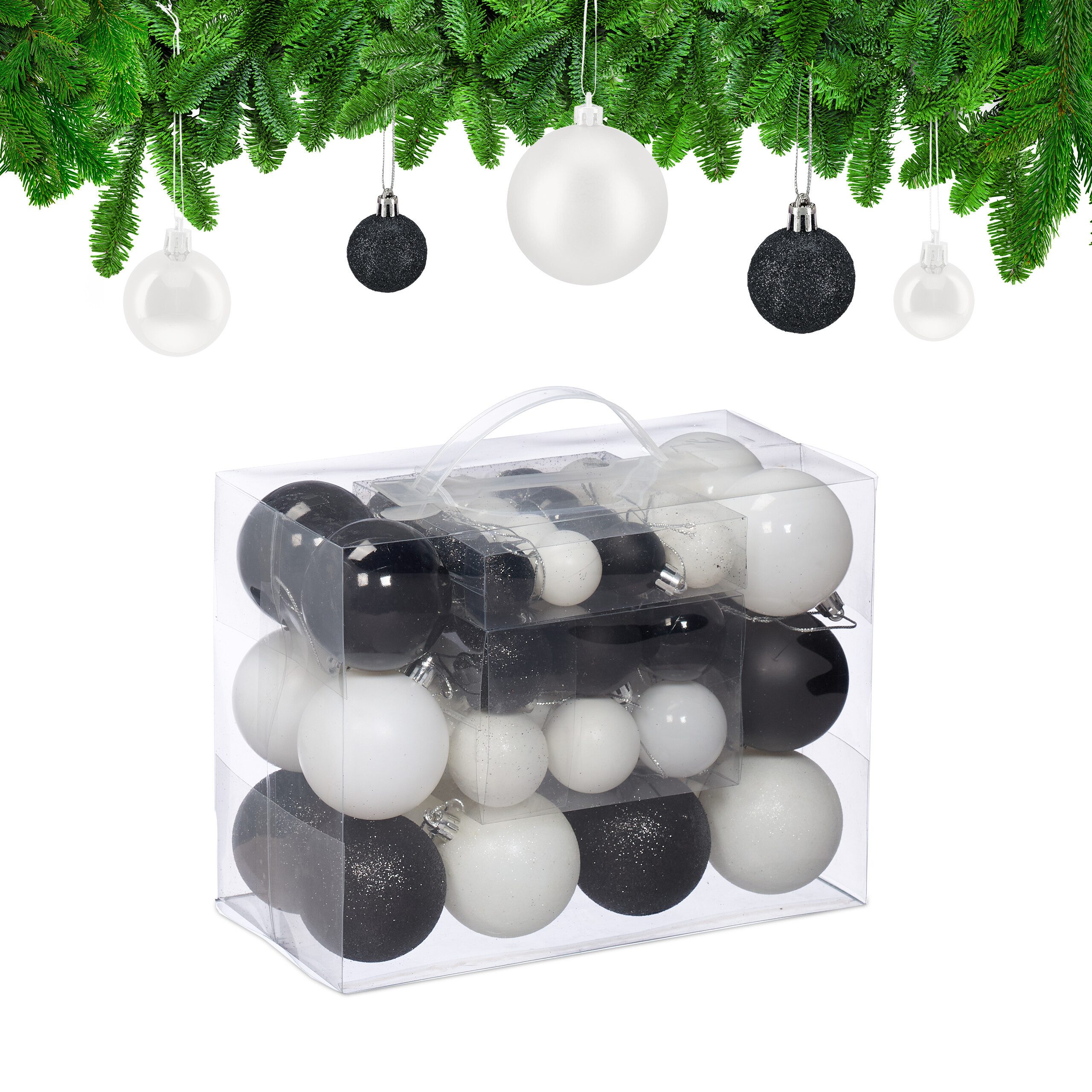 relaxdays Weihnachtsbaumkugel Weihnachtskugeln im Set (50 St), 50er Pack
