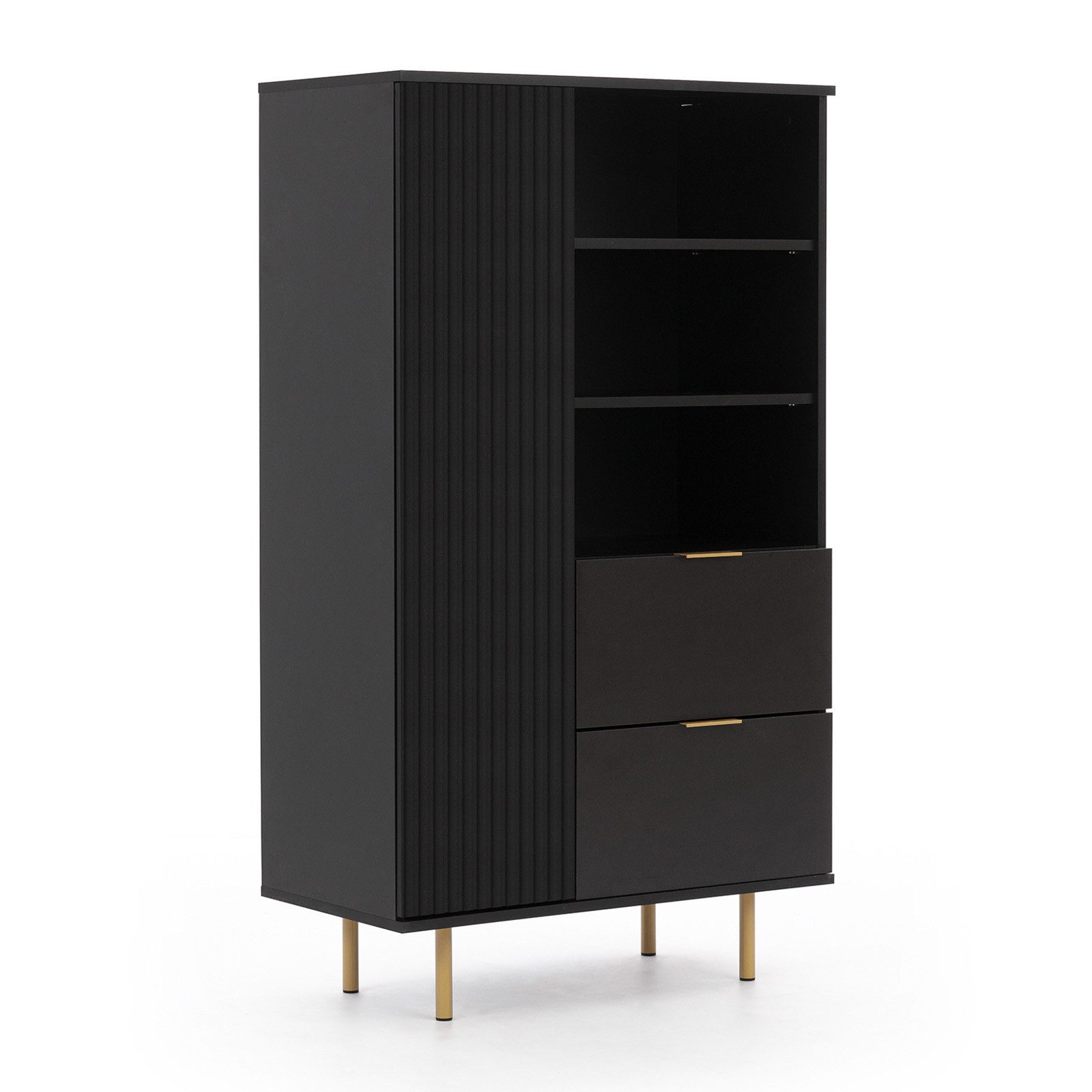 HAUSELEMENT Mehrzweckschrank NUBIA NB-04 2 Schubladen 1 Tür Vitrine Regal 80 x 140 cm Modern