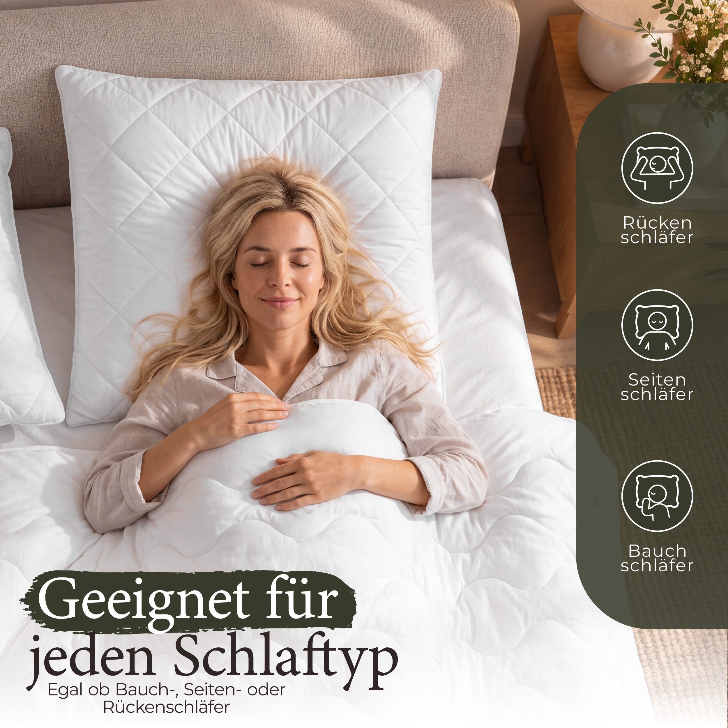 Gentle North Microfaserbettdecke + Kopfkissen Bettdecke & Kopfkissen - 2-Set Kopfkissen - Ganzjahresdecke, Füllung: 100% Polyester, Reißverschluss beim Kissen - – Bild 3 von 5