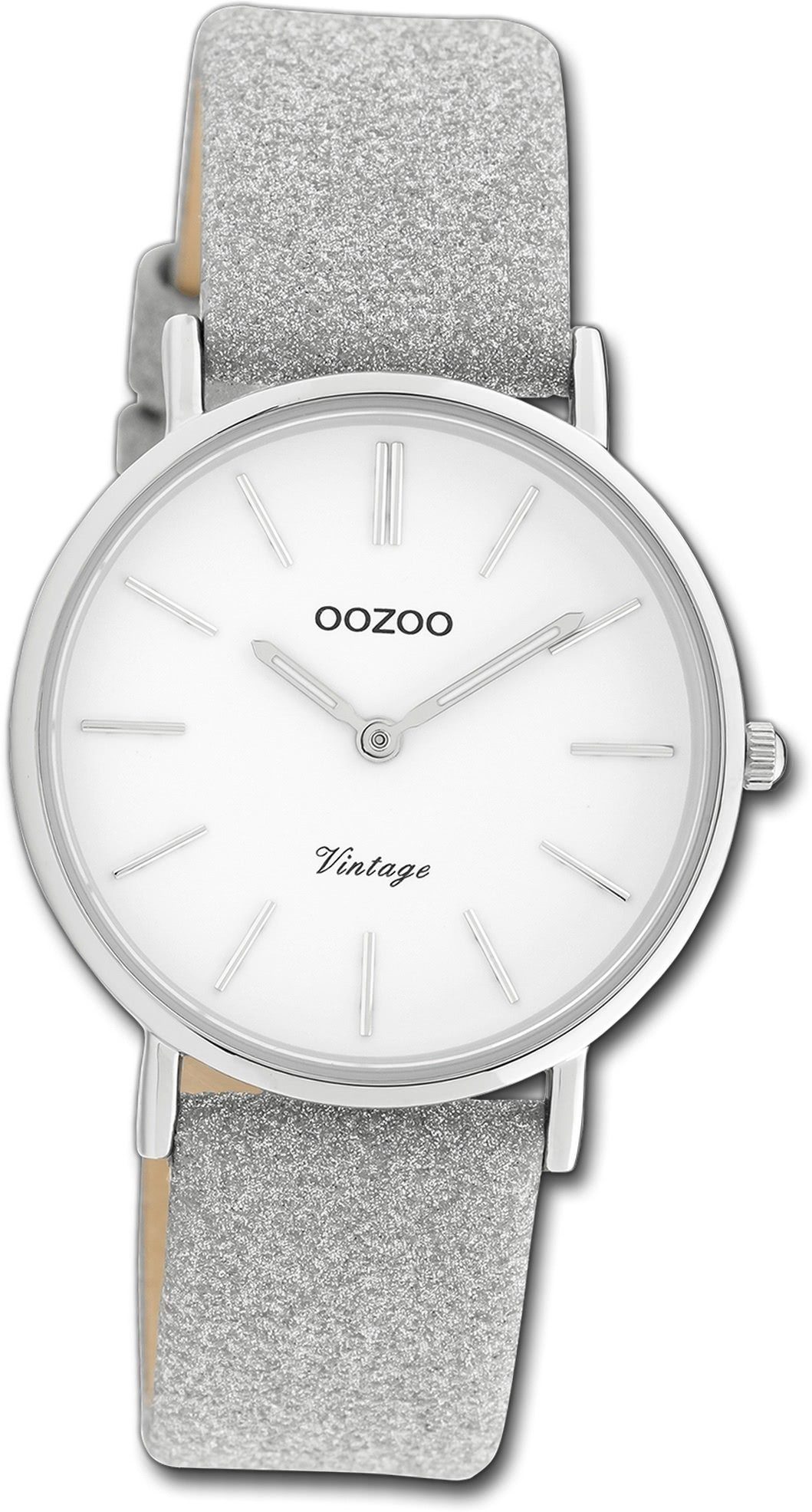 Damen Uhren OOZOO Quarzuhr D2UOC20155 Oozoo Damen Armbanduhr Ultra Slim, Damenuhr mit Lederarmband, rundes Gehäuse, mittel (ca. 