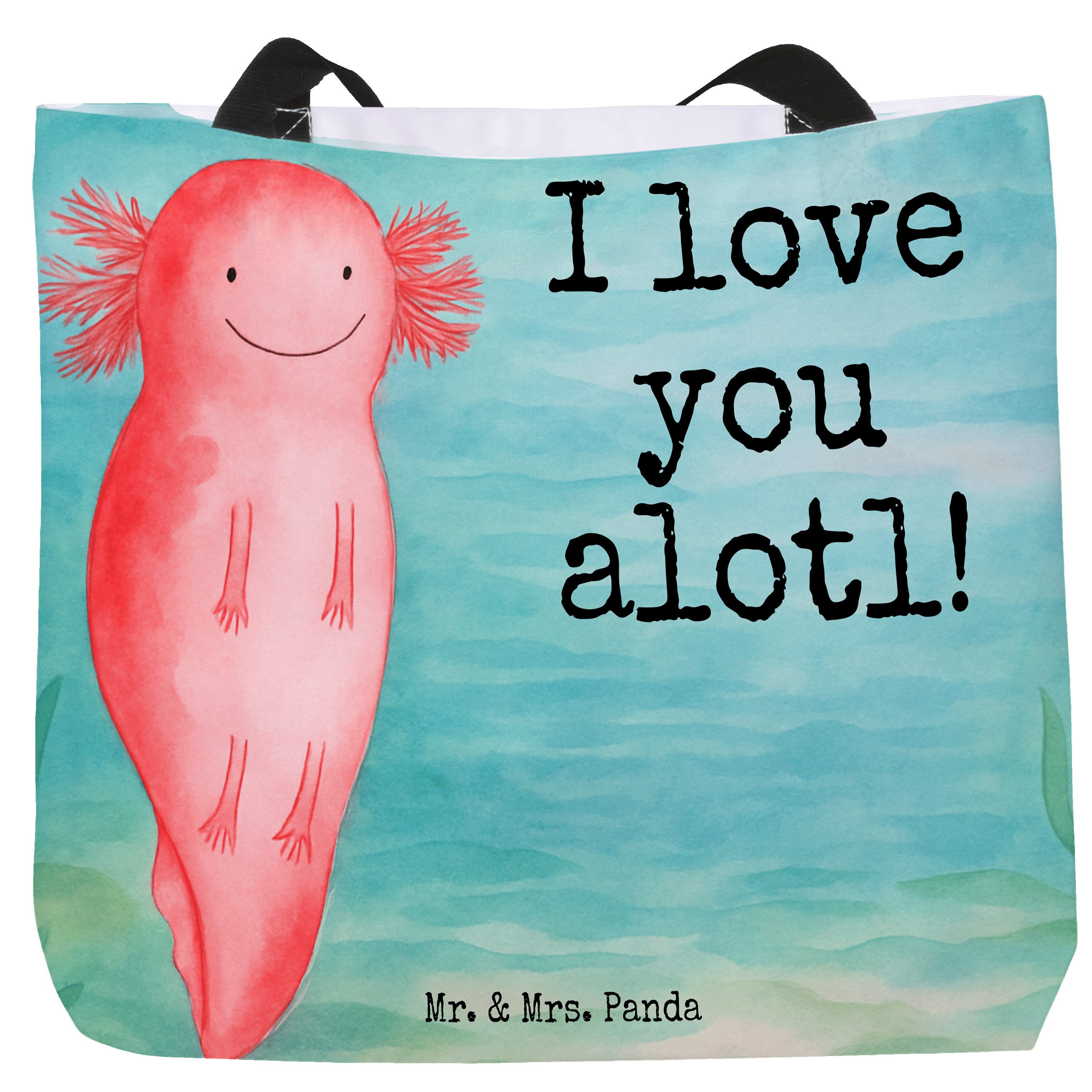 Shopper Axolotl Liebe Design, Tote Bag, Weiß, Geschenk für Frauen, Hochzeitst