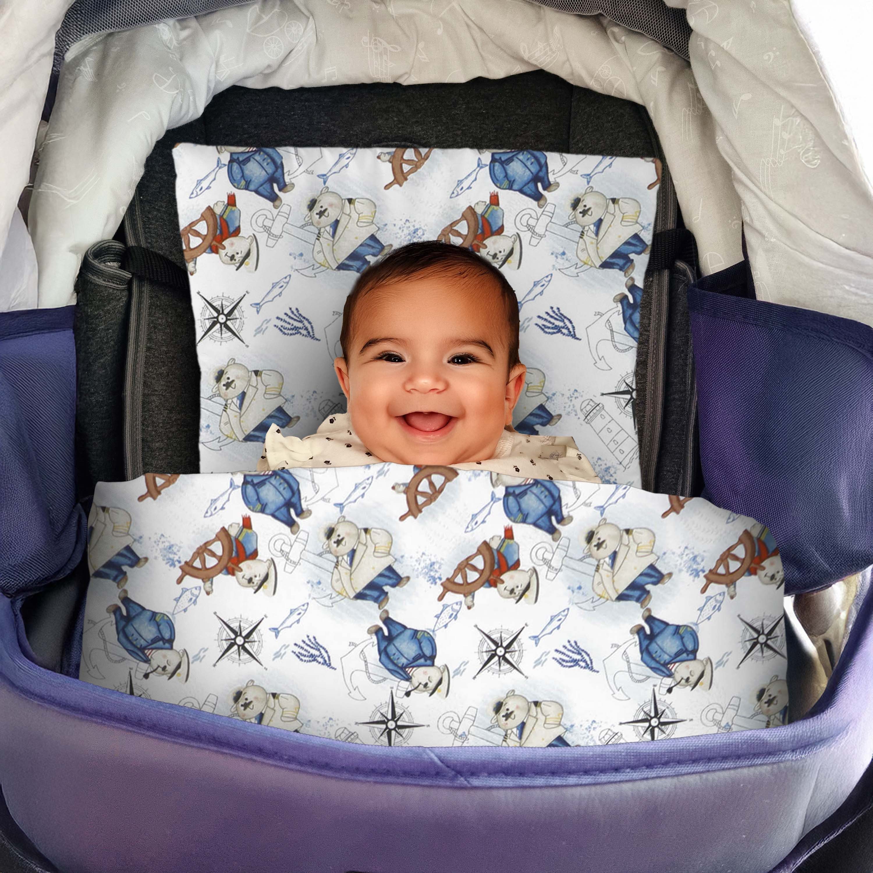 Amilian Babybettwäsche Kinderwagenset - 2tlg. Kinderbettwäsche - 80x80cm + 35x40cm, 100% Baumwolle, 2 teilig, Bettwäscheset für Kinderwagen, Wiege, Babybett - Baby Bettwäsche