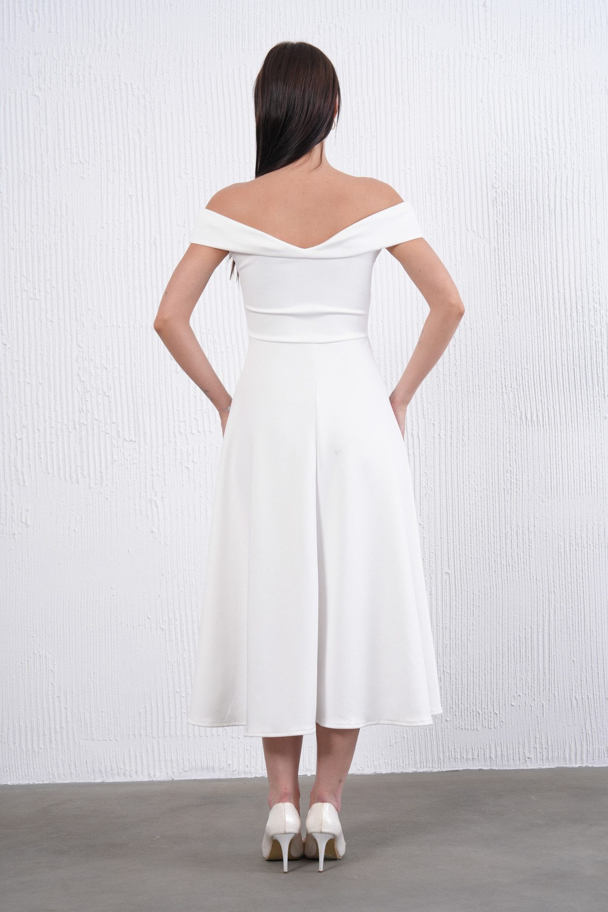 WOMAN VISION Minikleid Trägerloses ausgestelltes Midi-Kleid