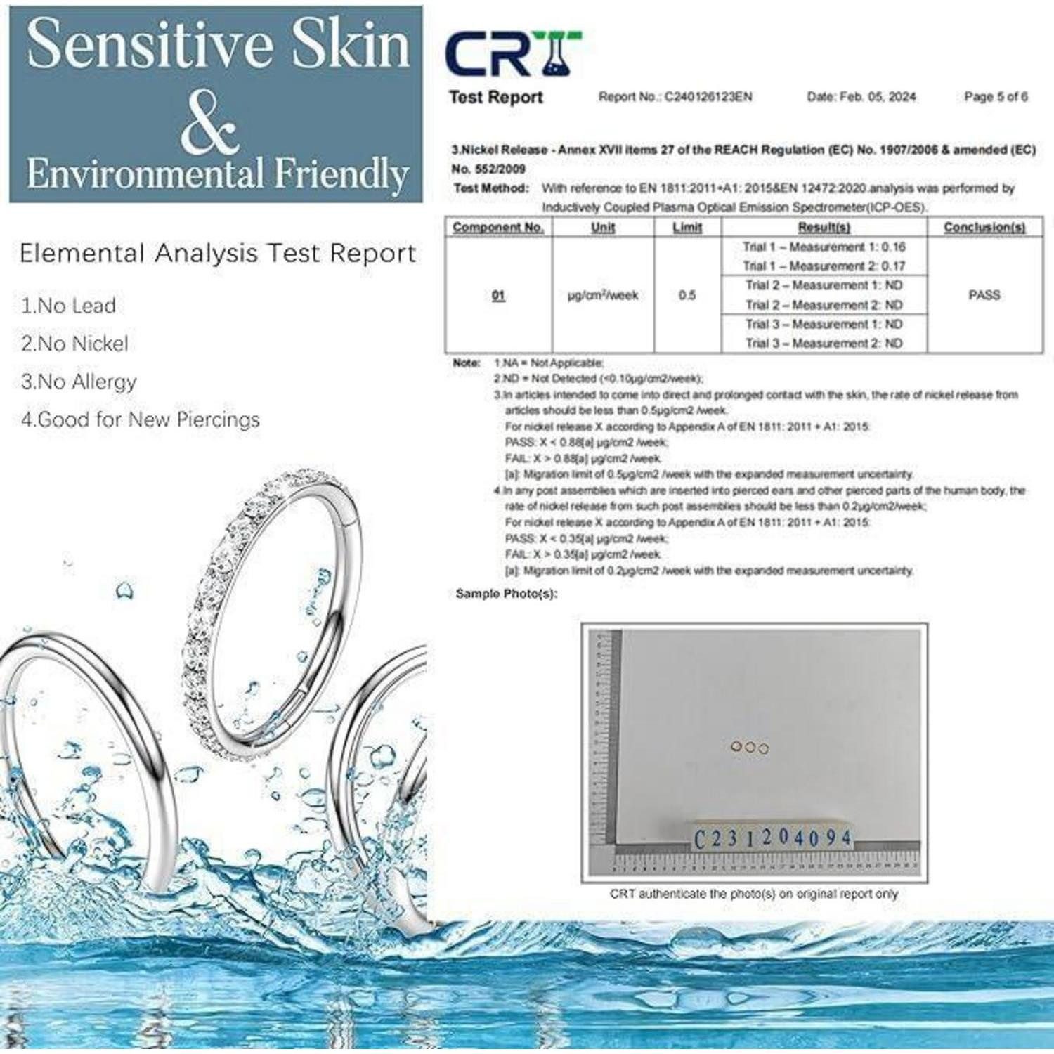 LuxusKollektion Nasenpiercing Nasenpiercing Ring 316L Chirurgenstahl CZ Piercing Set 18G Gold Silber – Bild 2 von 5