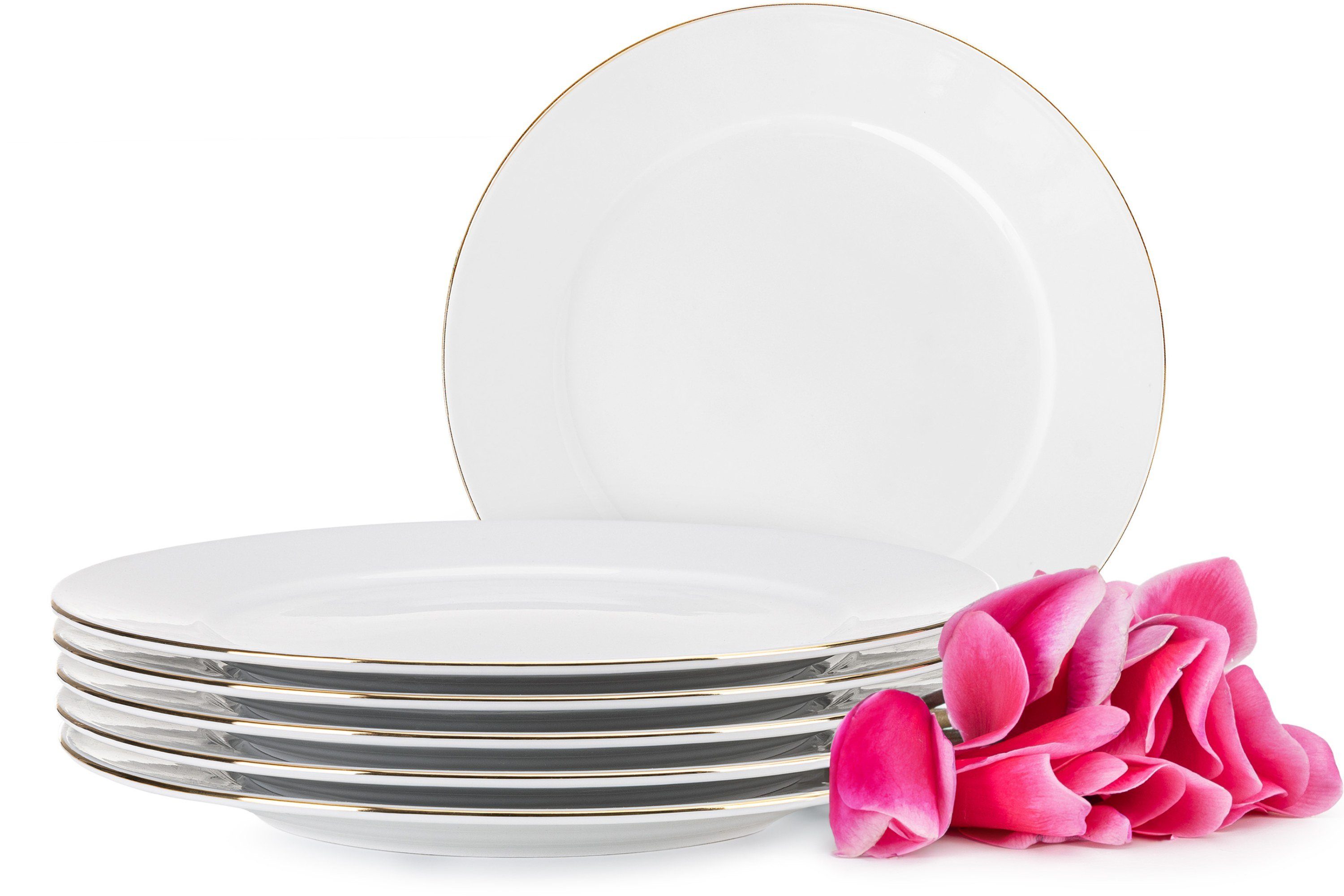 KONSIMO® Teller-Set MUSCARI Dessertteller (6-tlg), 6 Personen, Porzellan, Handwäsche, Rund