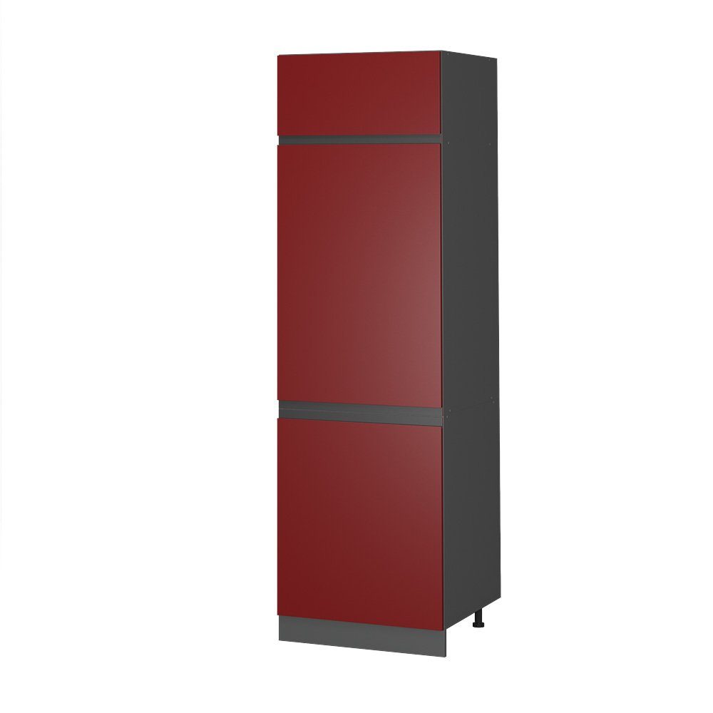 Vicco Backofen/Kühlumbauschrank Hochschrank J-Shape 60 cm Anthrazit/Rot