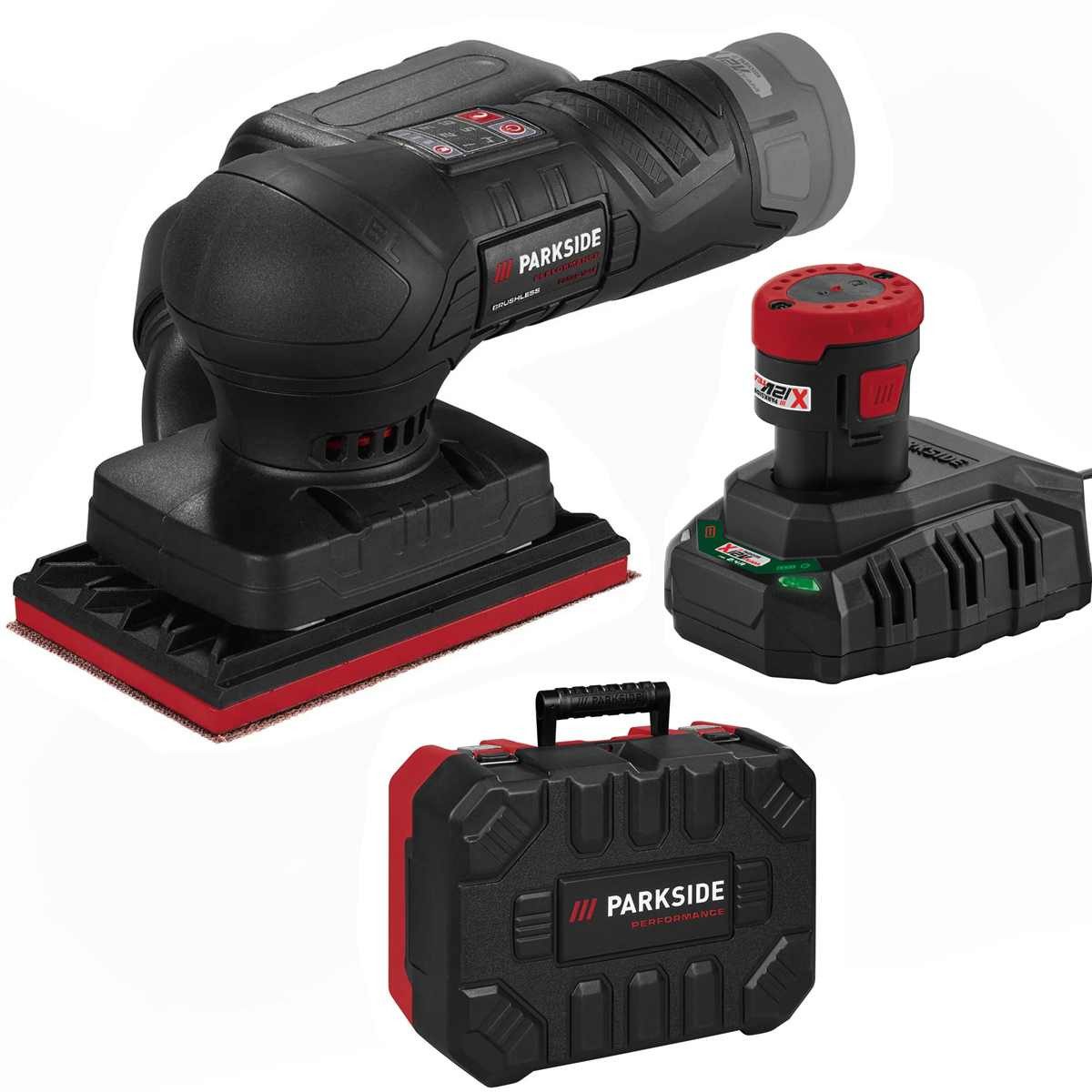 Parkside Akku-Schwingschleifer 12V Akku-Schwingschleifer PASSP 12-Li mit Akku 2 Ah / Ladegerät