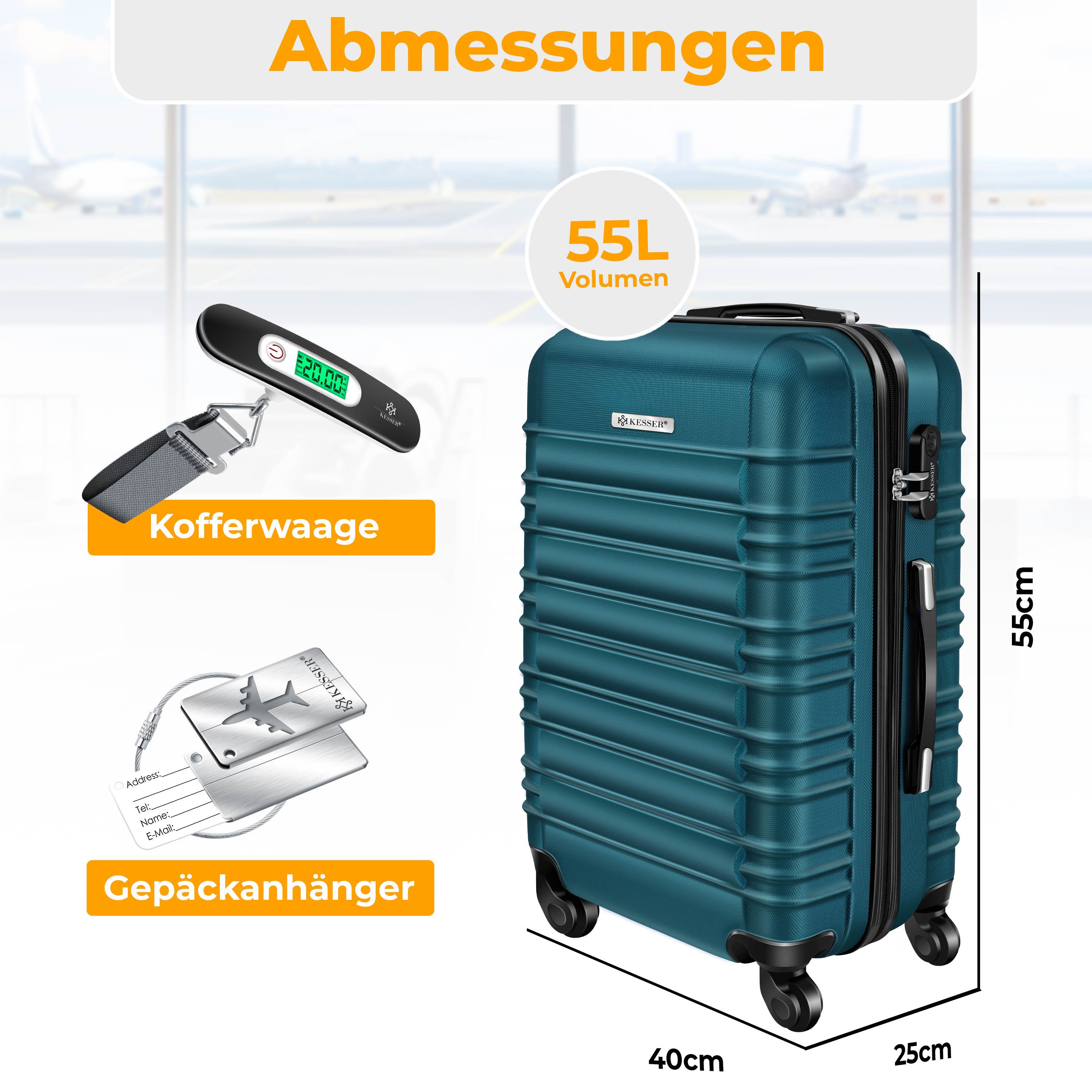 KESSER Hartschalen-Trolley Reisekoffer Handgepäck 55L Koffer Inkl. Kofferwa günstig online kaufen