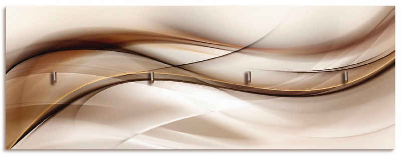 Artland Hakenleiste »Braune abstrakte Welle«, aus Holz mit 4 Schlüsselhaken – Schlüsselboard, Schlüsselbretter, Schlüsselhalter, Schlüsselaufhänger für den Flur – Stil: Modern