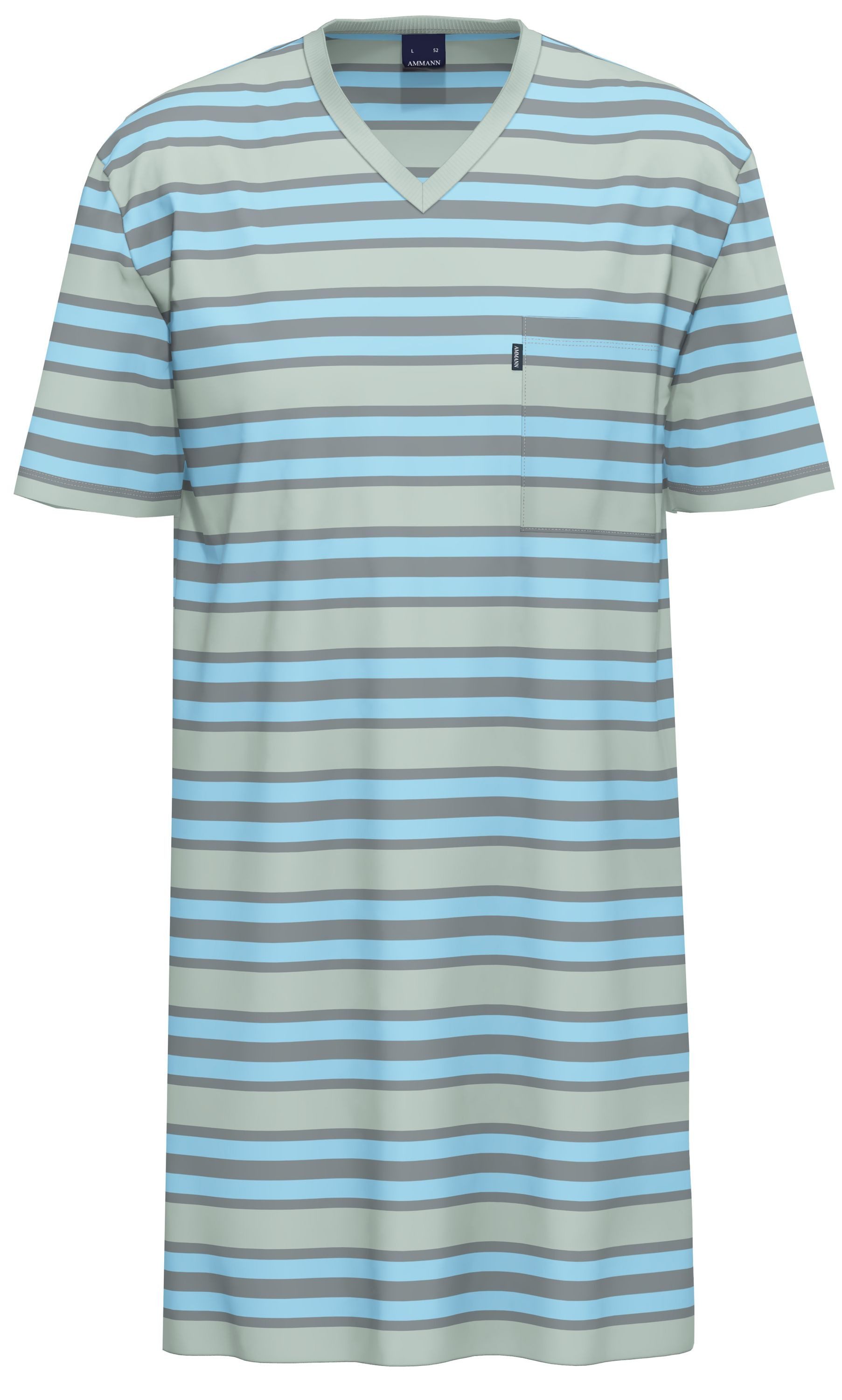 Ammann Nachthemd Folkstone (Set, 1-tlg., 1-teilig) Herren Nachthemd Schlafshirt Bio Baumwolle Kurzarm