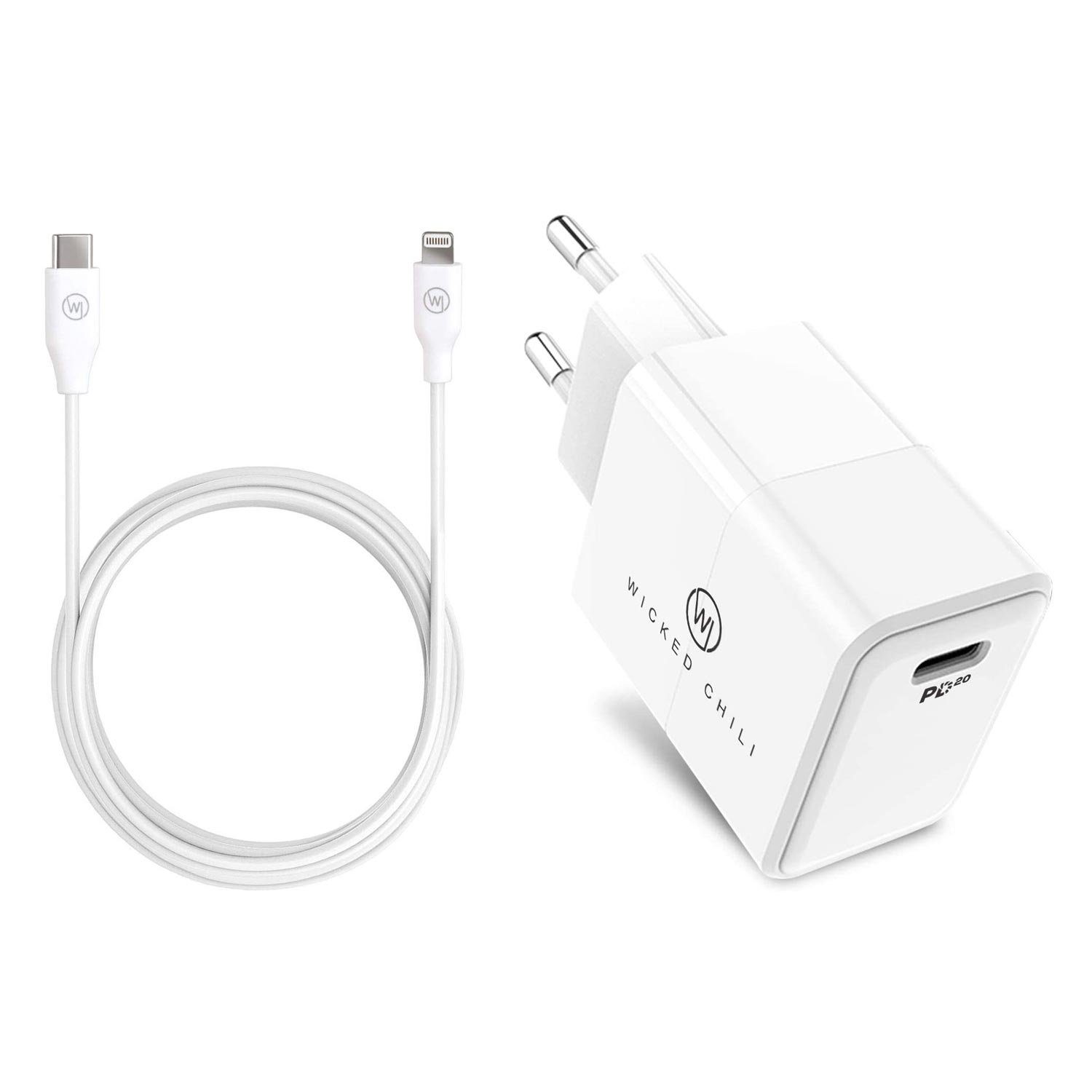 Wicked Chili 20W Netzteil USB C + Lightning Kabel für iPhone 14  Steckernetzteil (USB-C Power Delvery 3.0 Schnellladegerät für Apple iPhone)