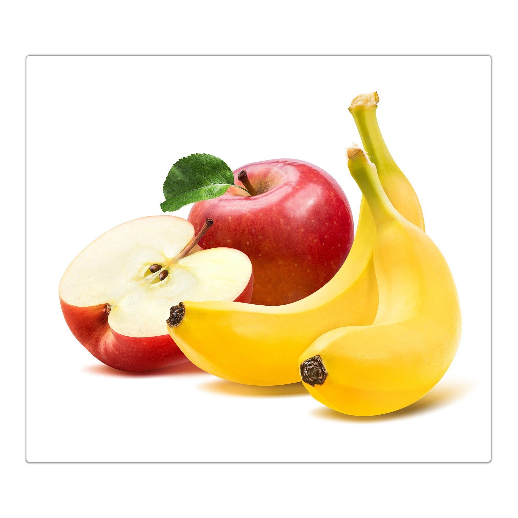 und tlg) Äpfel, Bananen Primedeco aus Glas Spritzschutz Herdabdeckplatte Herd-Abdeckplatte Glas, (1