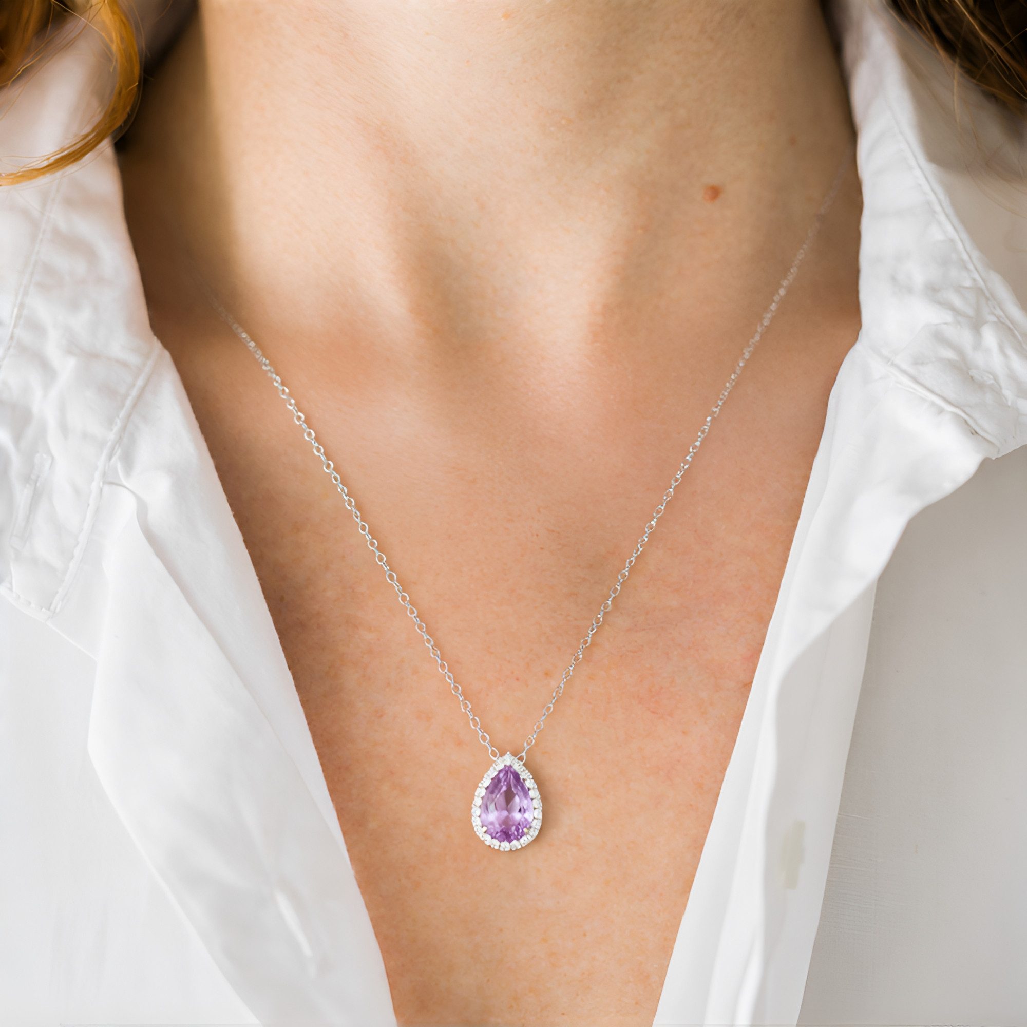Cavill Silberkette Cavill Lavendel-Amethyst 1,18 ct Silberkette mit Tropfen günstig online kaufen