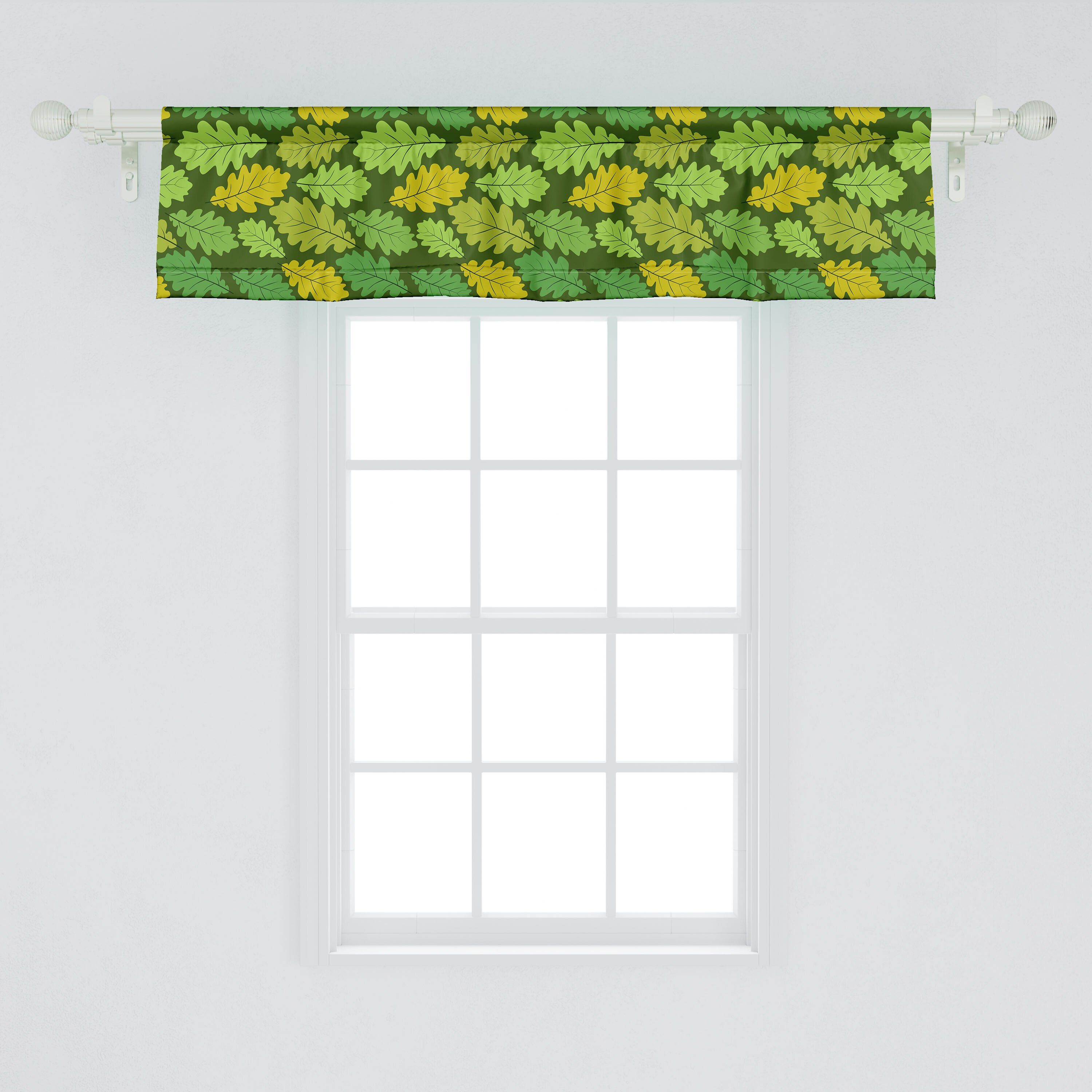 Scheibengardine Vorhang Volant für Schlafzimmer Microfaser, Dekor Blätter mit Abakuhaus, von Stangentasche, Schattierungen Grün Blumen in Küche