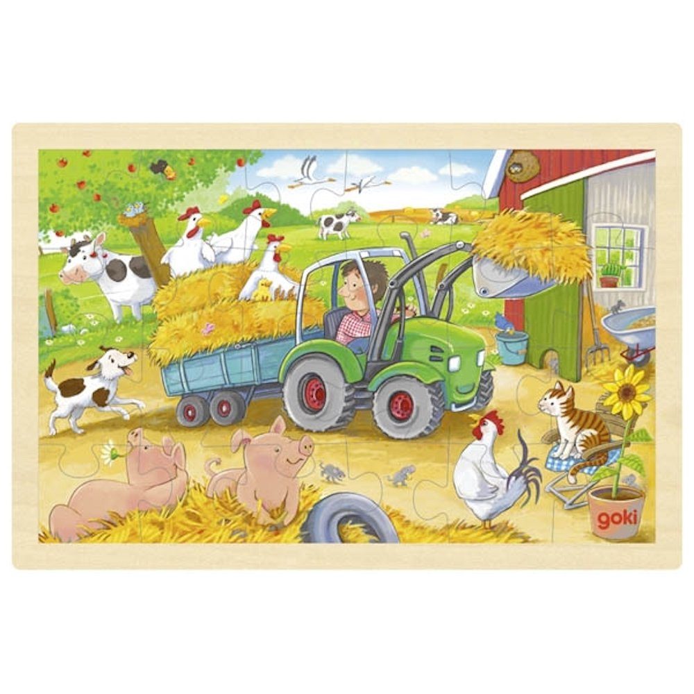 goki Rahmenpuzzle Einlegepuzzle Kleiner Traktor Holzpuzzle günstig online kaufen