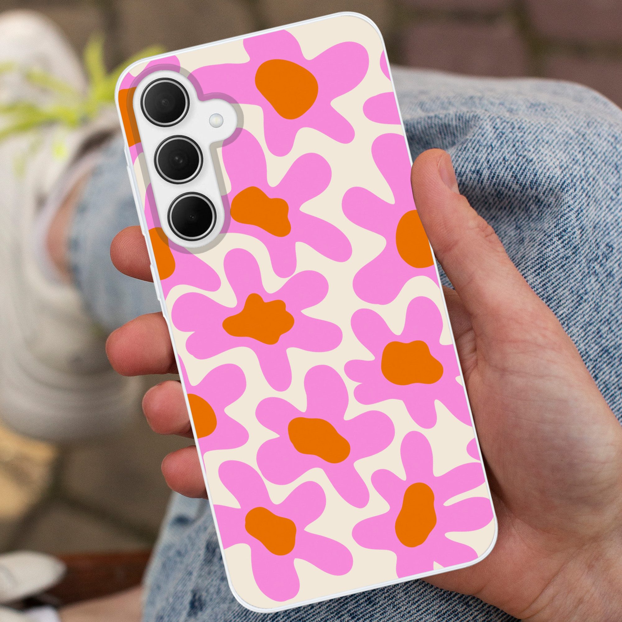MuchoWow Handyhülle für Samsung Galaxy A35 5G Blume - Rosa - Muster, Smartphone-Bumper, Print, Handy Schutzhülle Dünn