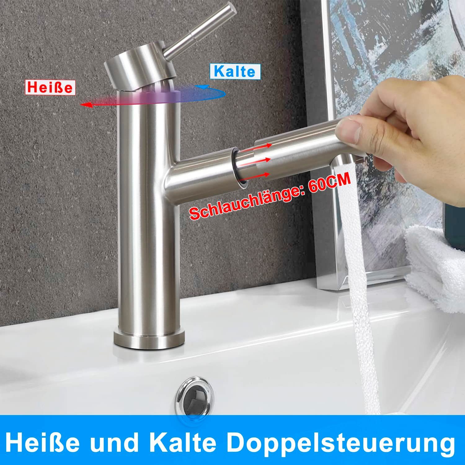 Waschtischarmatur Wasserhahn Gebürsteter Kaltwasser Nickel Bad Niederdruck Mischer Wasserhahn Nettlife Wasserhahn