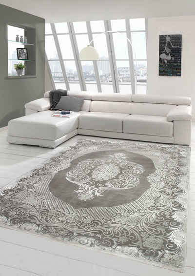 Teppich »Teppich orientalisch Wohnzimmer Teppich mit Ornamenten und Glitzergarn in Grau«, Teppich-Traum, rechteckig, Höhe 1.2 mm