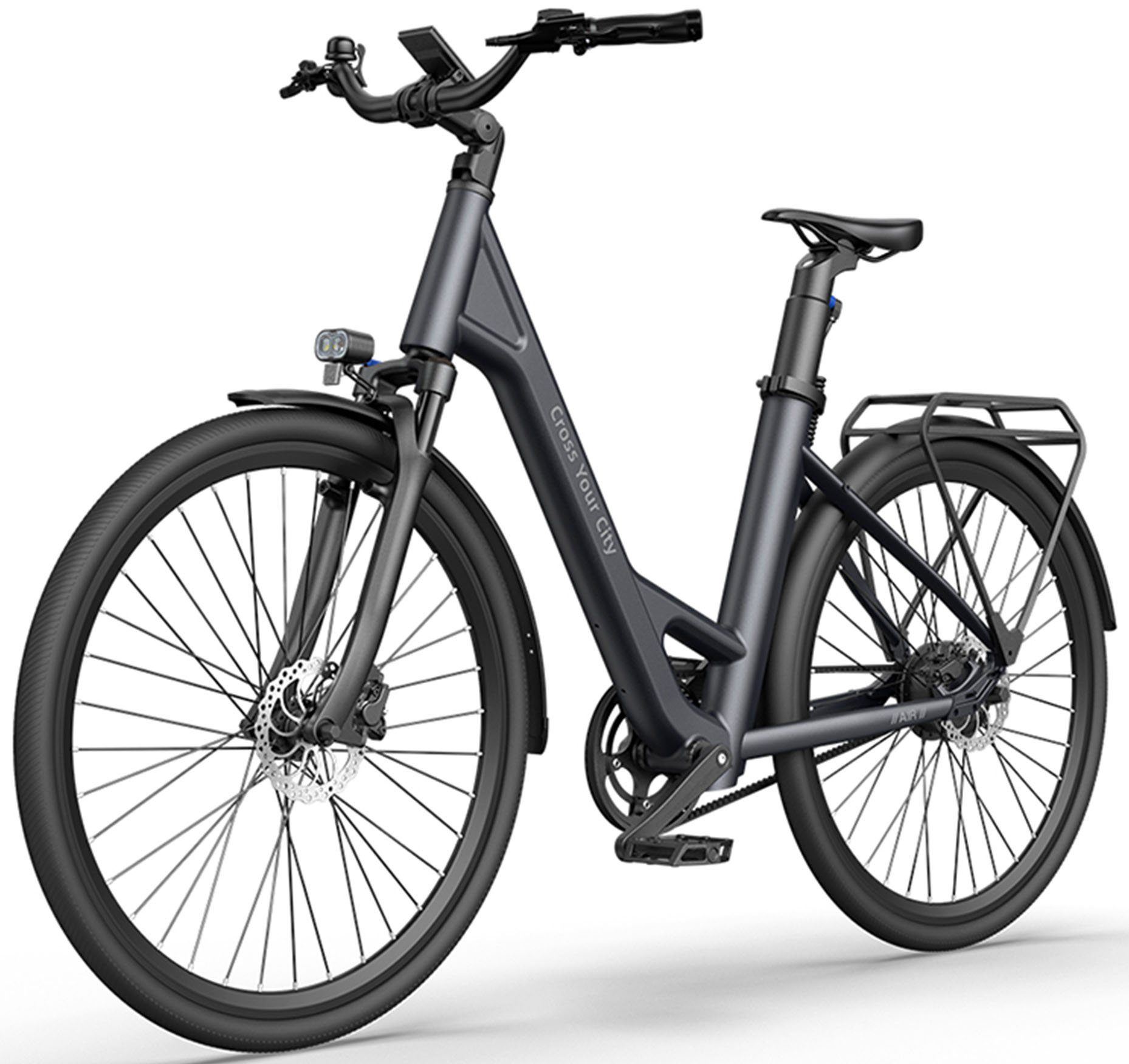 ADO E-Bike Air 28 Elektrofahrrad,Pedelec Riemenantrieb,28 zoll,Momenten-Sensor, 1 Gang, Heckmotor, 345,00 Wh Akku, ebike Damen/Herren,Gepäckträger,Lampe