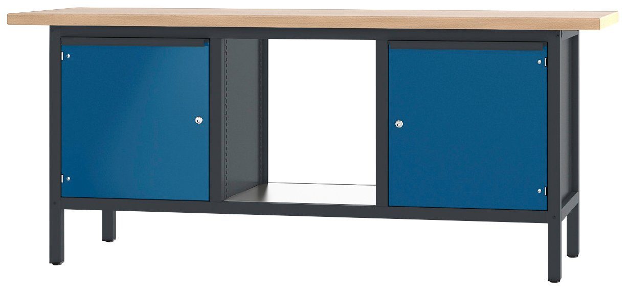 PADOR Werkbank 31 S 404, Höhe/Länge: 85,5x200 cm blau/anthrazit | Werkbänke