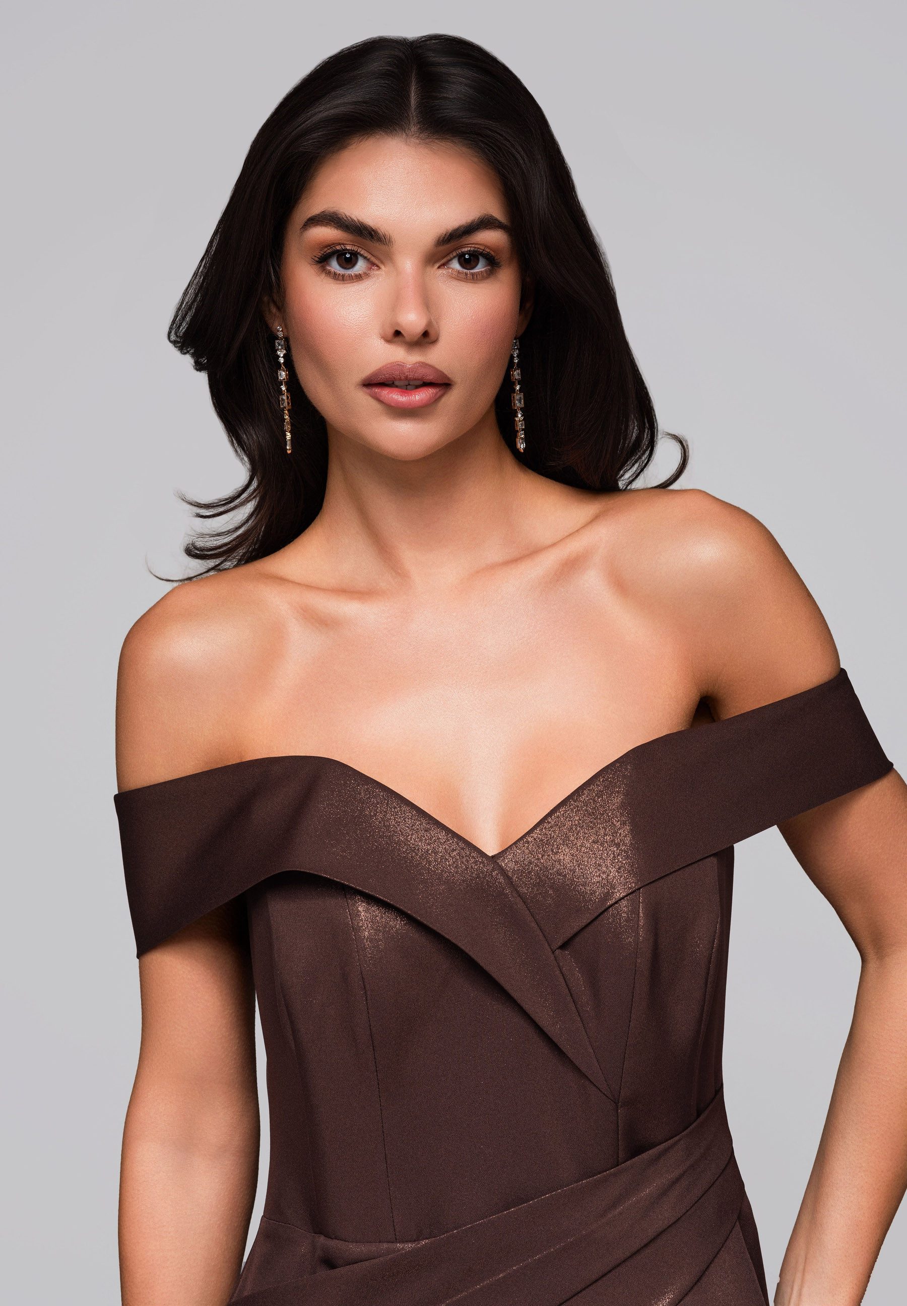 OMBRE Abendkleid Schulterfreies Abendkleid mit Schlitz