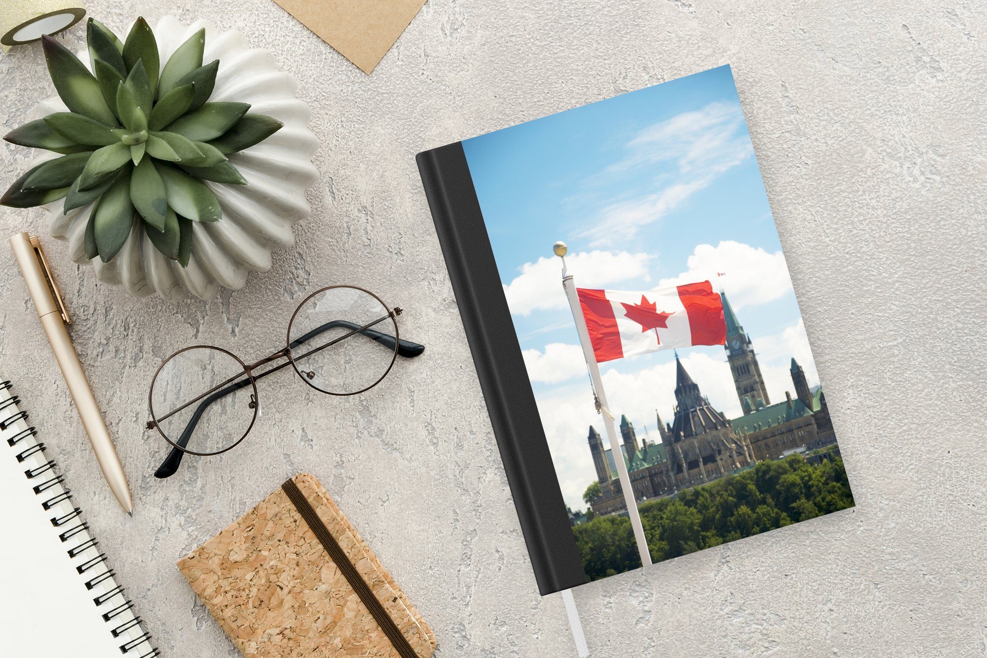 Tagebuch, Notizheft, Journal, Seiten, MuchoWow Parlament, 98 Flagge Merkzettel, A5, Kanadische und Notizbuch Haushaltsbuch