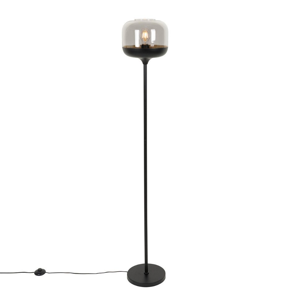 Qazqa Stehlampe Kyan, ohne Leuchtmittel, E27, Grau, Design, Glas, 1-flammig