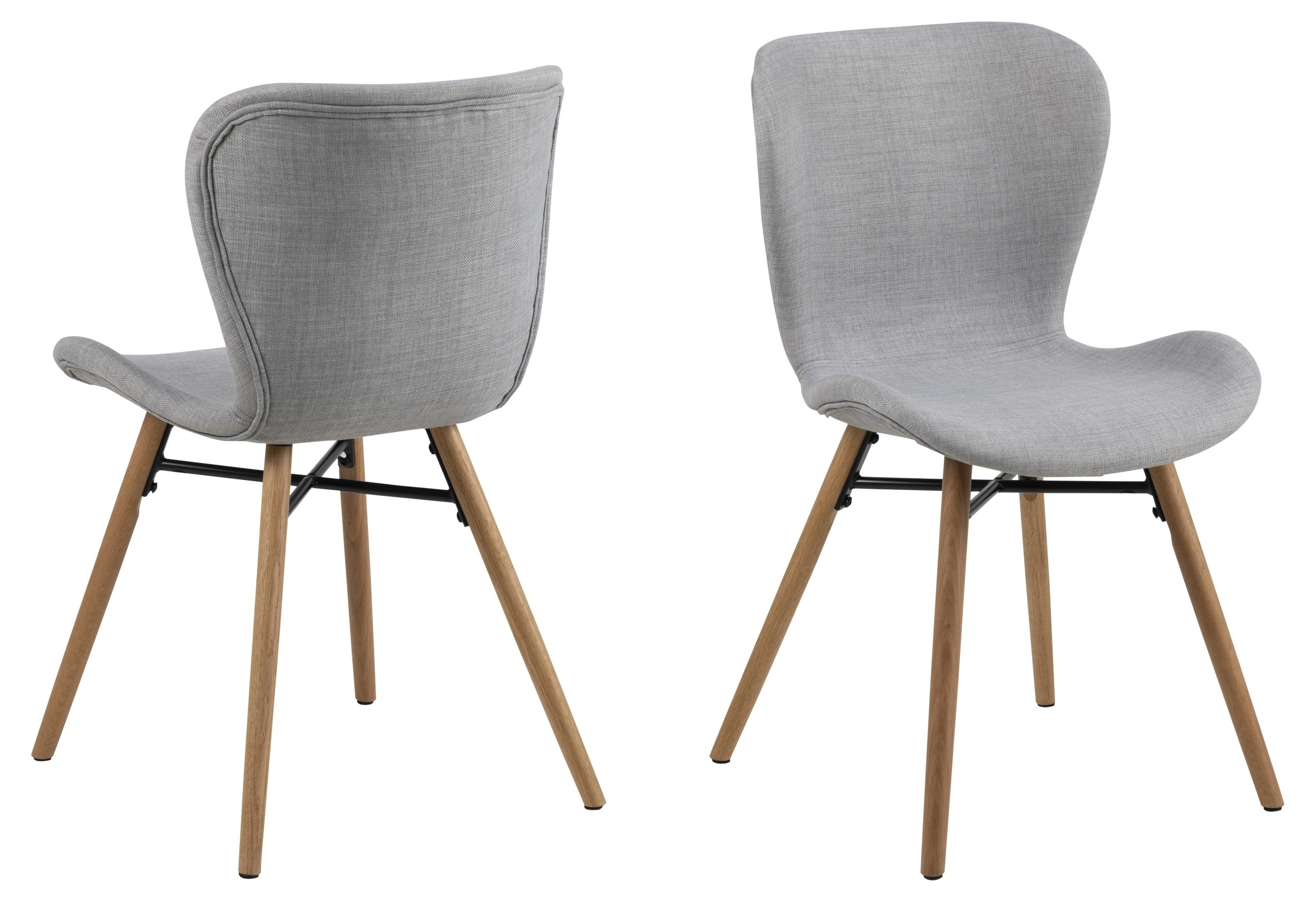 Polsterstuhl (2er-Set) in Grau, Polyester - 47x82,5x53cm (BxHxT)