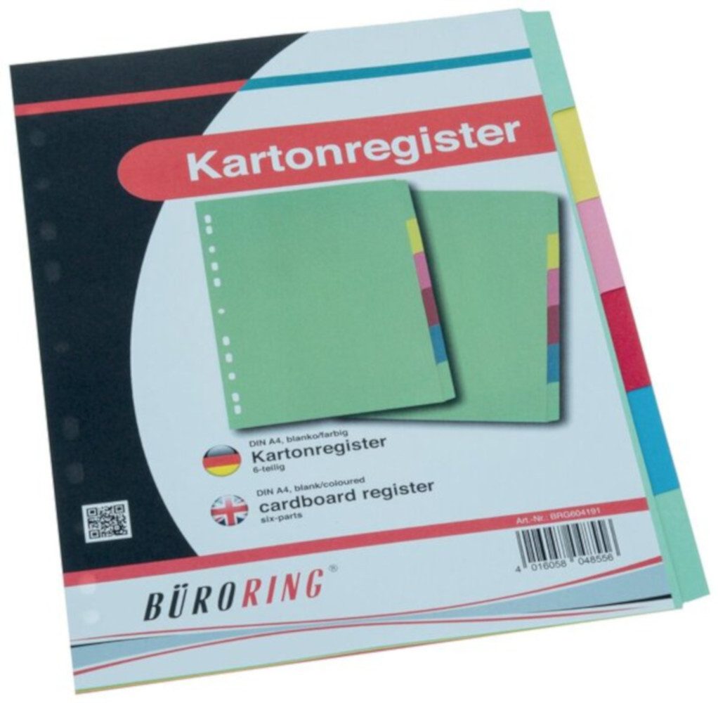 Aktenordner BÜRORING Register 6-tLG farbig blanco bunt Karton A4 BRG604191