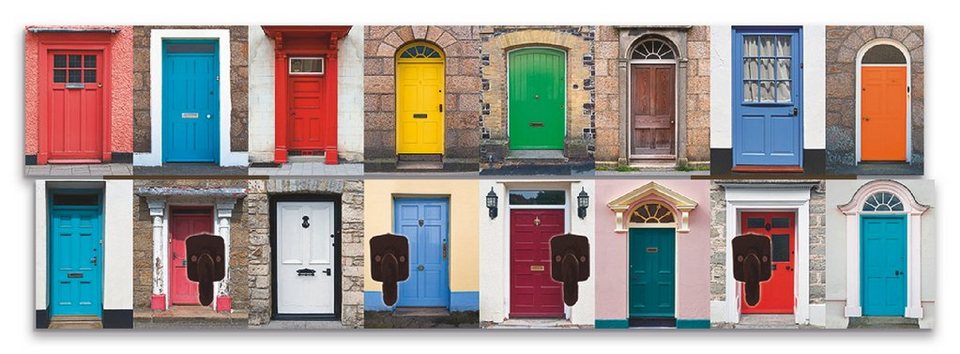 Haustüren, Fotocollage 32 teilmontiert Artland von Garderobenleiste bunten