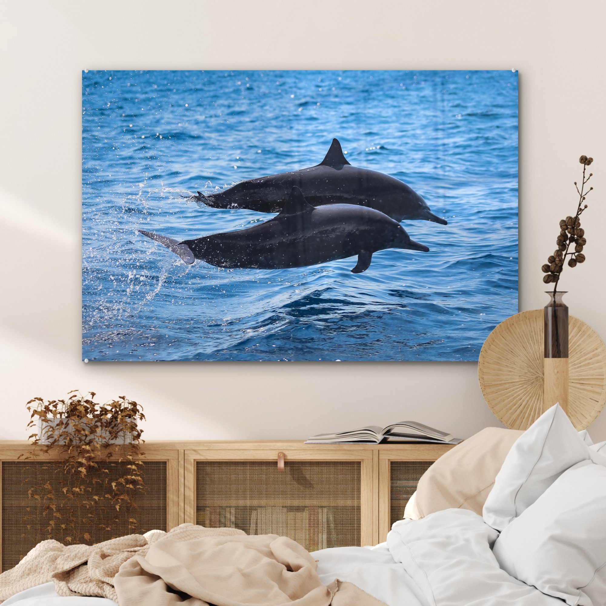 Meer Schlafzimmer Acrylglasbild (1 & - Wohnzimmer Tier, Delfin MuchoWow St), Acrylglasbilder -