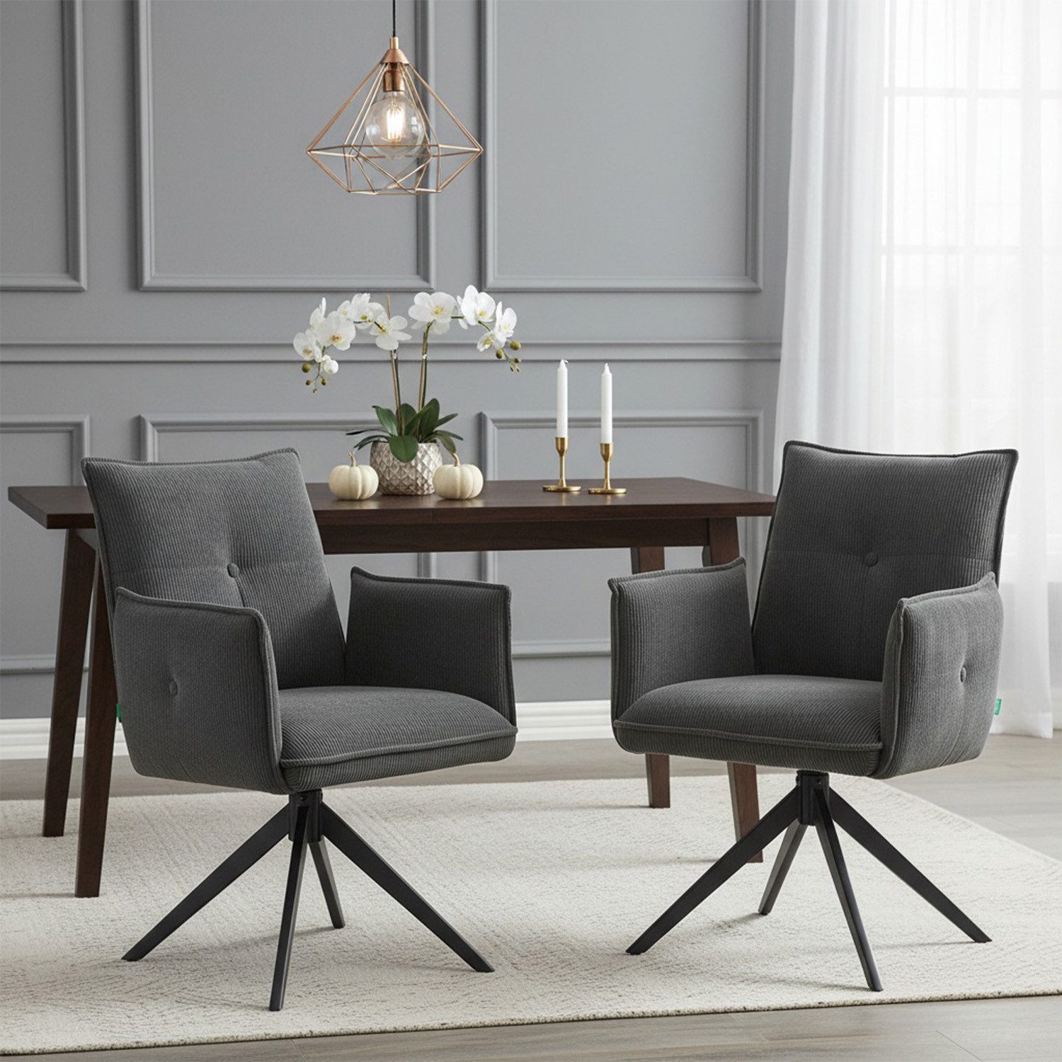 DUBI Möbel Polsterstuhl Mika-Nina (2 St), Federkern, pulverbeschichtet, 360 günstig online kaufen