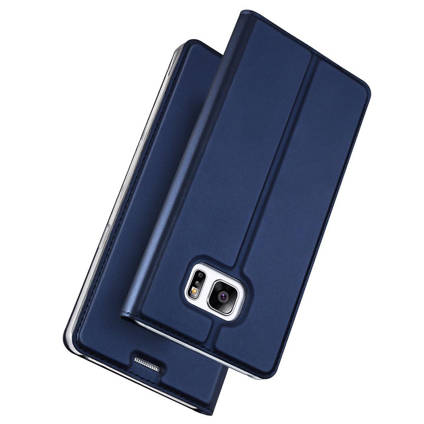 CoolGadget Handyhülle Klapptasche Wallet Kartenfach für Samsung Galaxy S7 Edge 5,5 Zoll, Ultra Slim Flip Case Hülle Klapphülle Cover Schutzhülle
