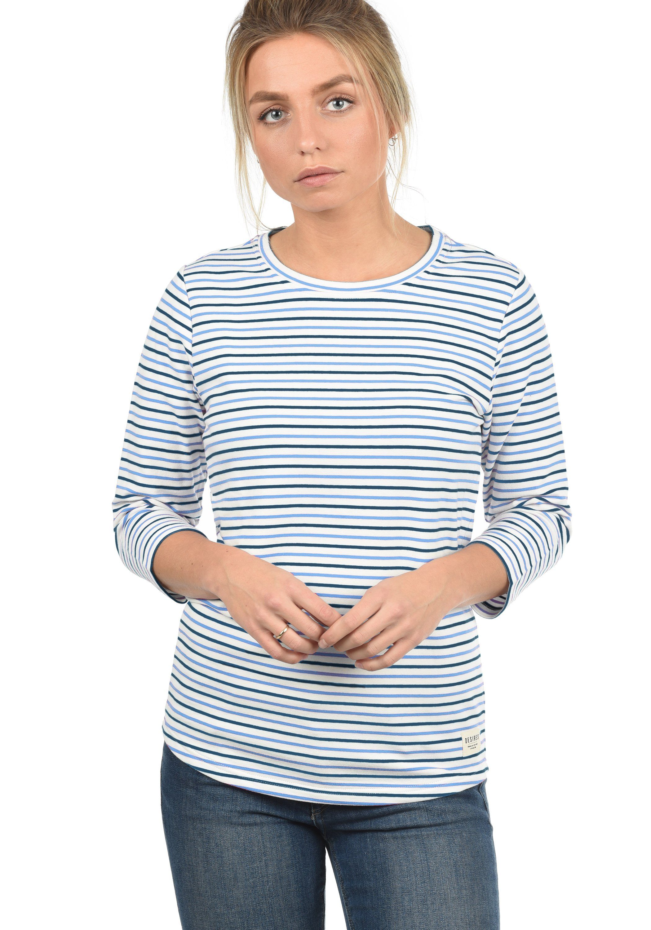 Sweatshirt Blue Helene 3/4-Arm-Shirt Sky (1025) DESIRES gestreiftes