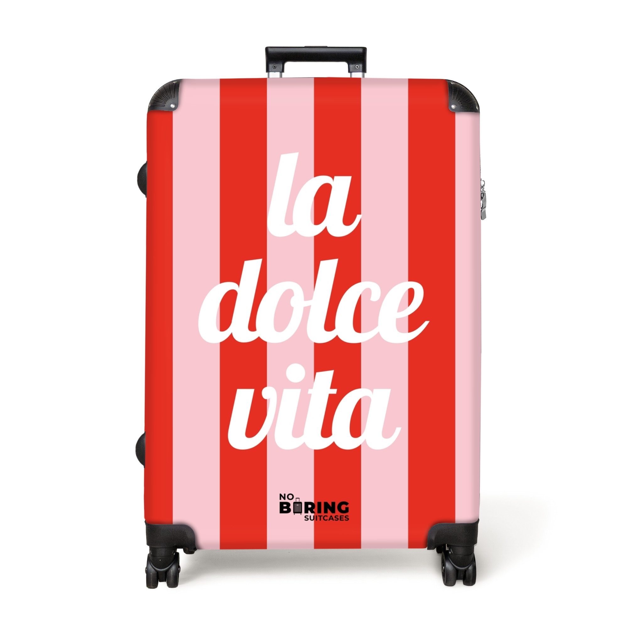 NoBoringSuitcases.com© Hartschalen-Trolley Rote und rosa Streifen günstig online kaufen