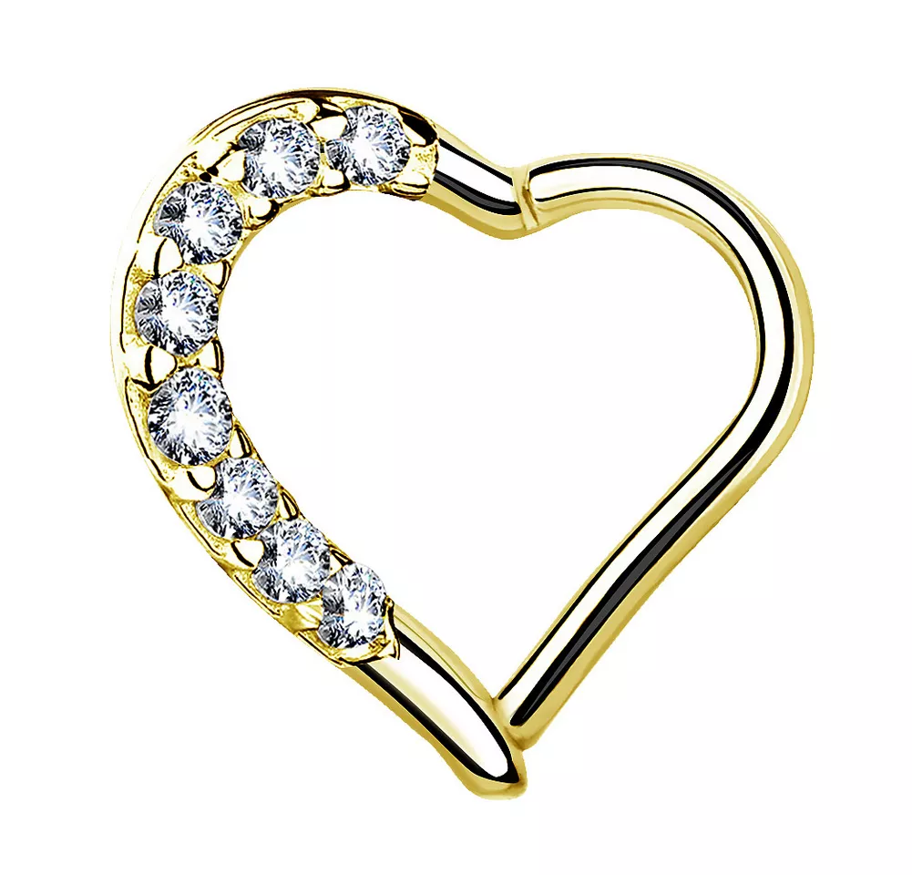 Taffstyle Augenbrauenpiercing Ohrpiercing Herz Helix Tragus Piercing Ring mit Kristalle Clicker (Herz-Piercing mit Kristallen und Scharnier – links oder rechts tragbar), Herz Kristall GLitzer Septum Nase Lippe Knorpel Piercing