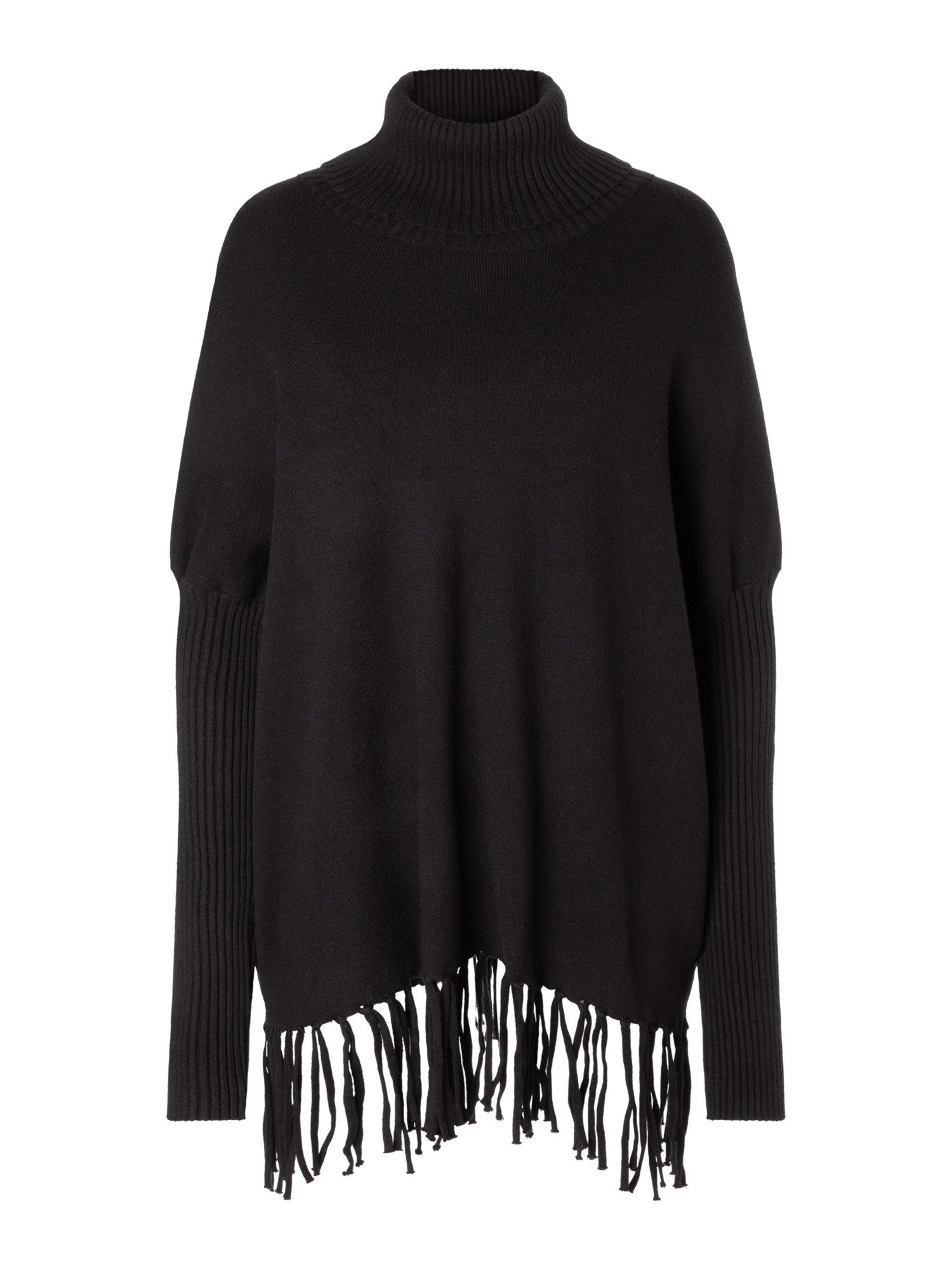 MORE&MORE Rundhalspullover trendiger Fransenpullover